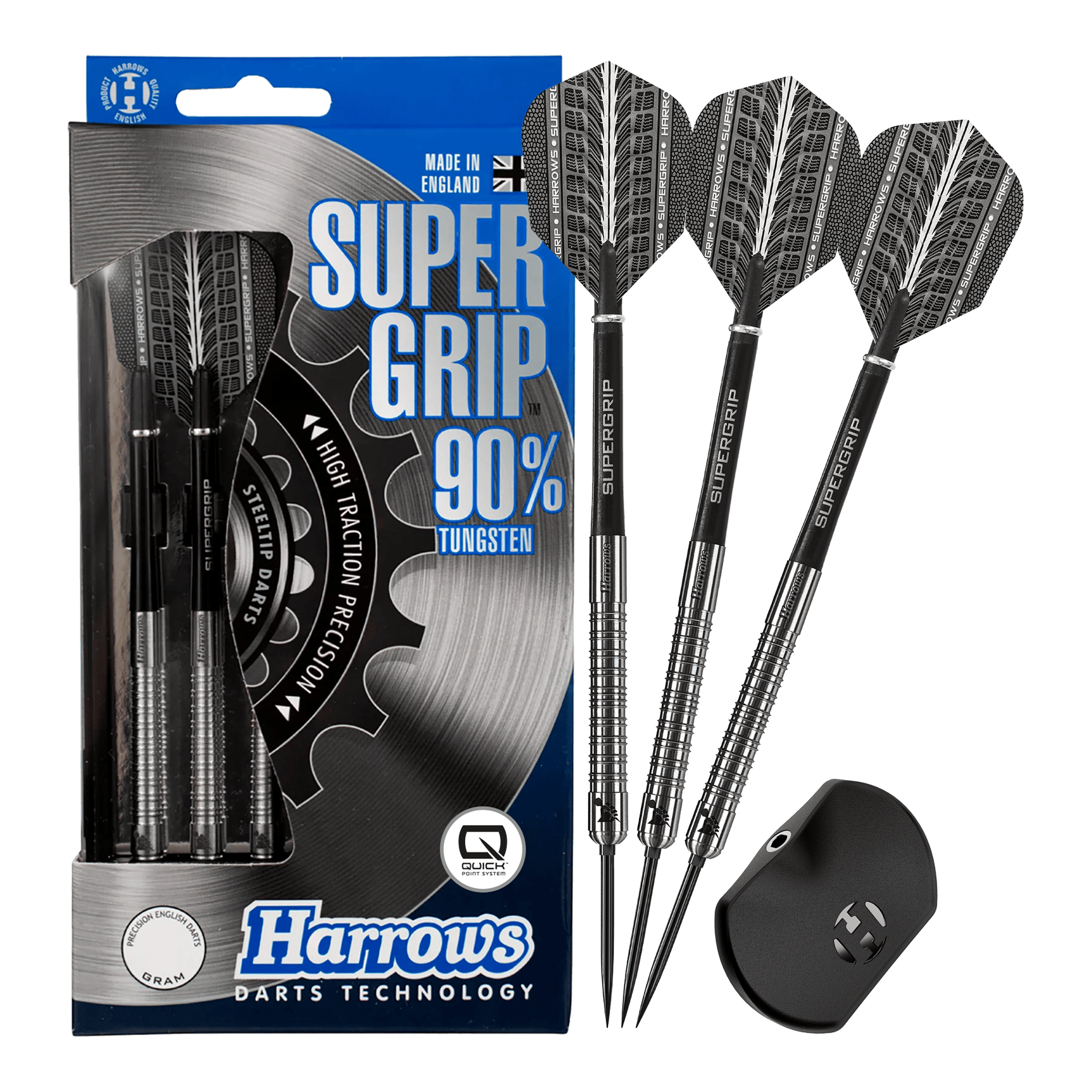 Fléchettes en acier Harrows Supergrip 90 Quick Point