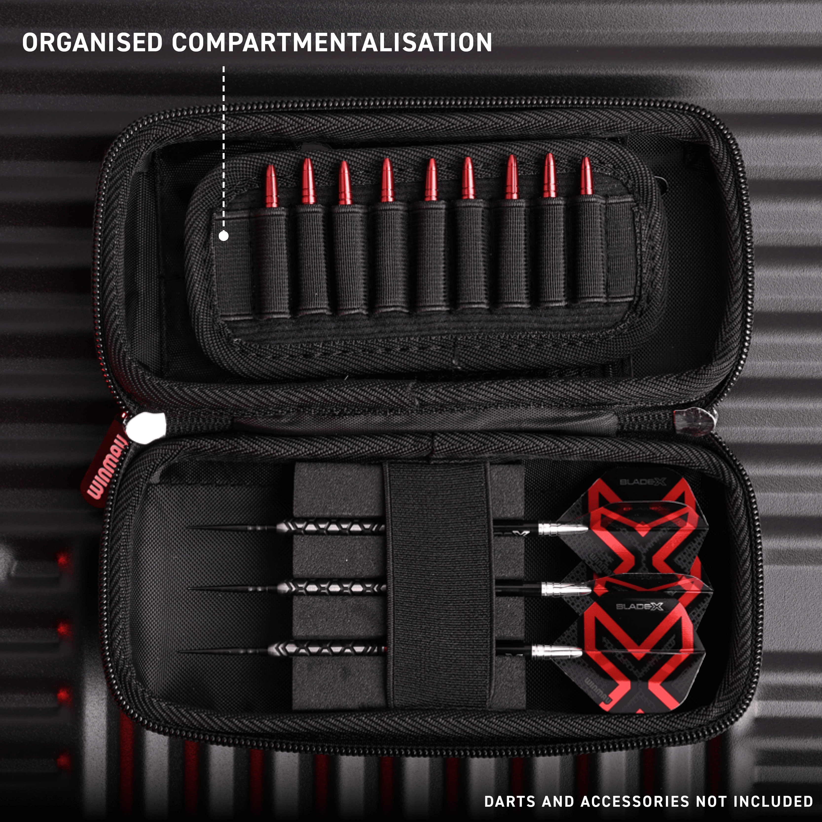 Portefeuille à fléchettes Winmau Blade X Armor G1 Auf diesem Bild ist der Artikel 8534_Winmau_Blade_X_Armor_G1_Dartwallet_W2 zu sehen. Es gehört wahrscheinlich zu Dart-Equipment.