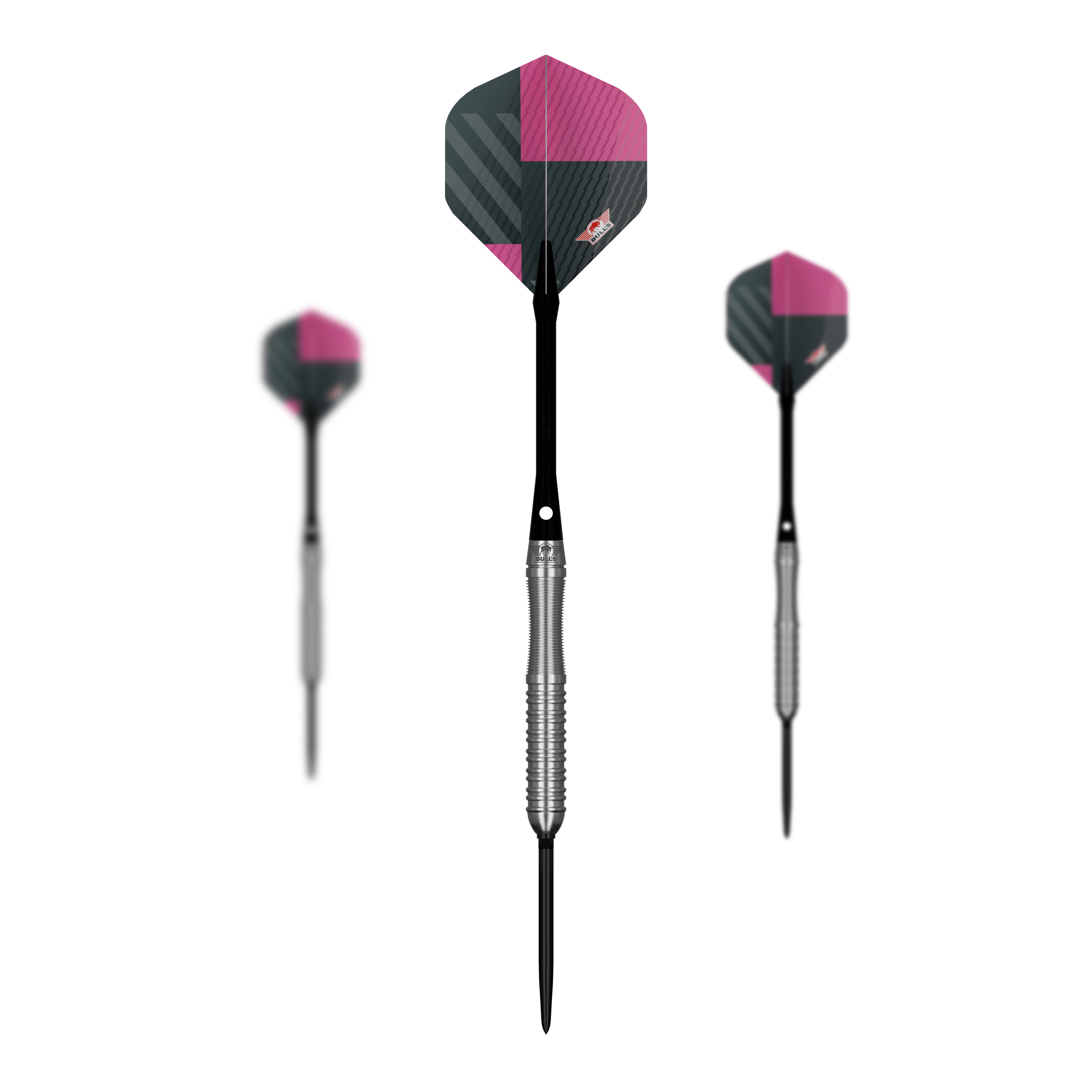 Fléchettes en acier Bulls NL Volt Pink Convertible Point Abgebildet ist das Set Bulls NL Volt Pink Convertible Point Steeldarts. Die Darts sind besonders auffällig.