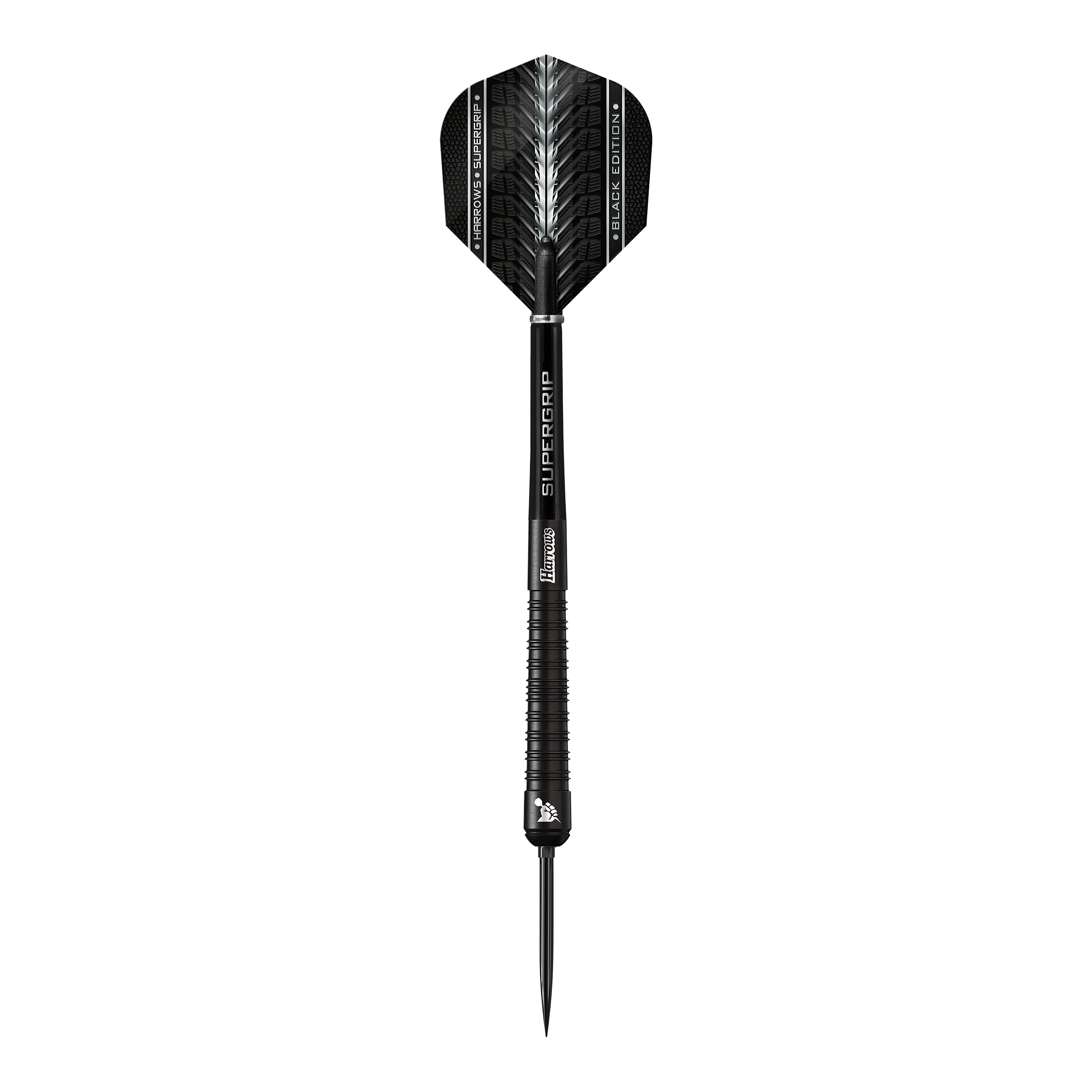 Fléchettes en acier à pointe rapide Harrows Supergrip 90 Black Edition Diese Abbildung zeigt die Harrows Supergrip 90 Black Edition Quick Point Steeldarts. Die Darts überzeugen durch ihre schwarze Farbgebung und professionelle Verarbeitung.