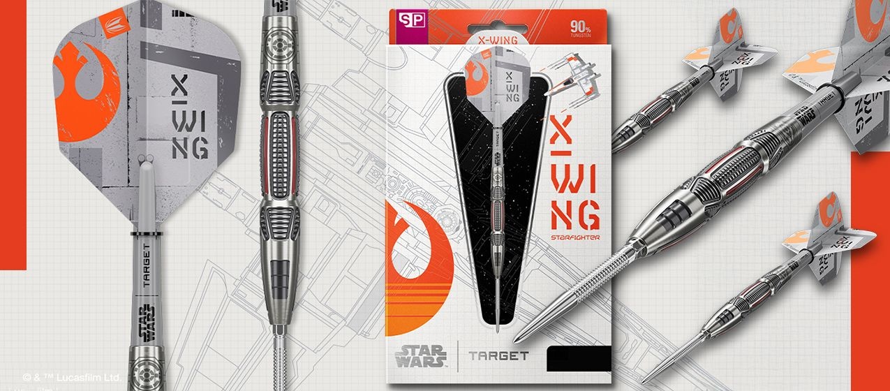 Ein Bild mit dem Dateinamen 2025-10_LP_Target_StarWars_Darts_XWing. Das Bild zeigt vermutlich ein Star Wars X-Wing Dartprodukt.