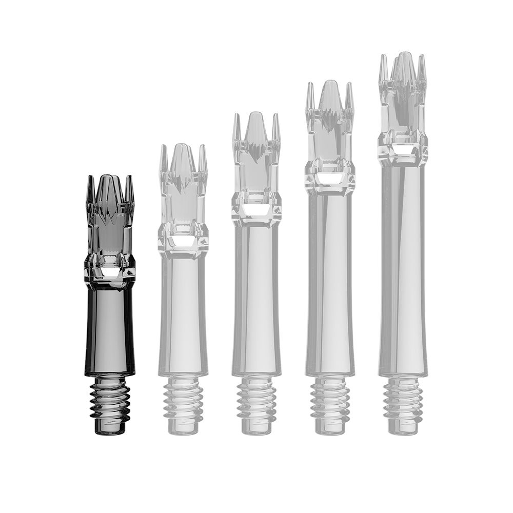 Tiges de rechange pour système L-L-Style - Noir transparent Das Bild zeigt Ersatzshafts in transparentem Schwarz. Sie liegen nebeneinander.