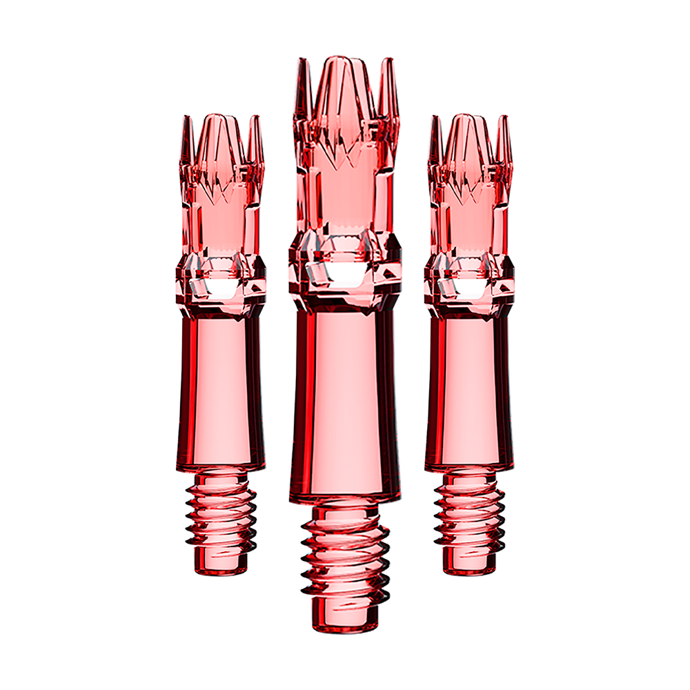 Tiges de rechange pour système L-L-Style - Rouge transparent Das Bild zeigt ein Set roter transparenter Ersatzshafts. Mehrere Shafts sind zu sehen.