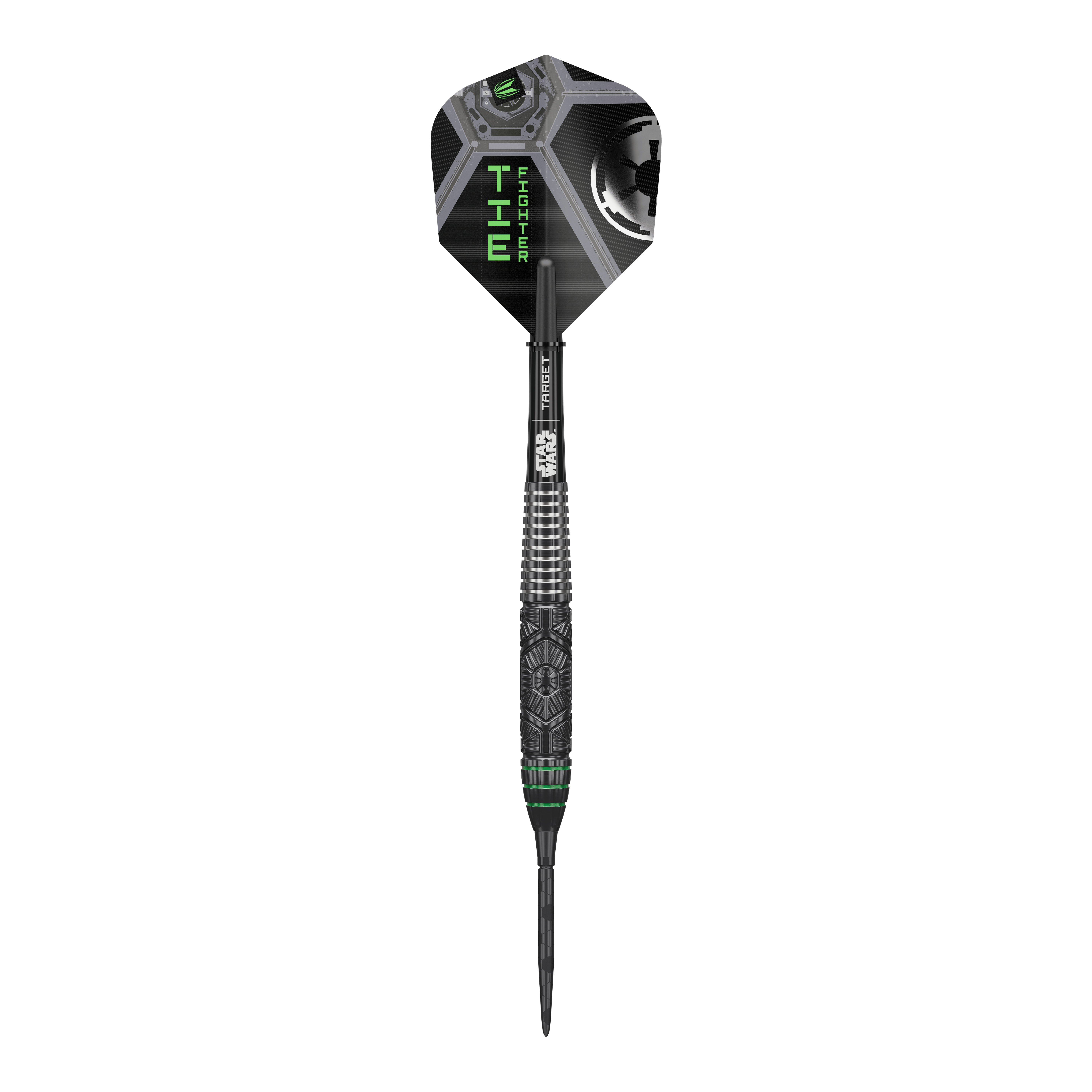Fléchettes en acier Target Star Wars Tie Fighter Swiss Point Das Bild präsentiert Target Star Wars Tie Fighter Swiss Point Steeldarts. Diese Darts sind im Design eines Tie Fighters gestaltet.