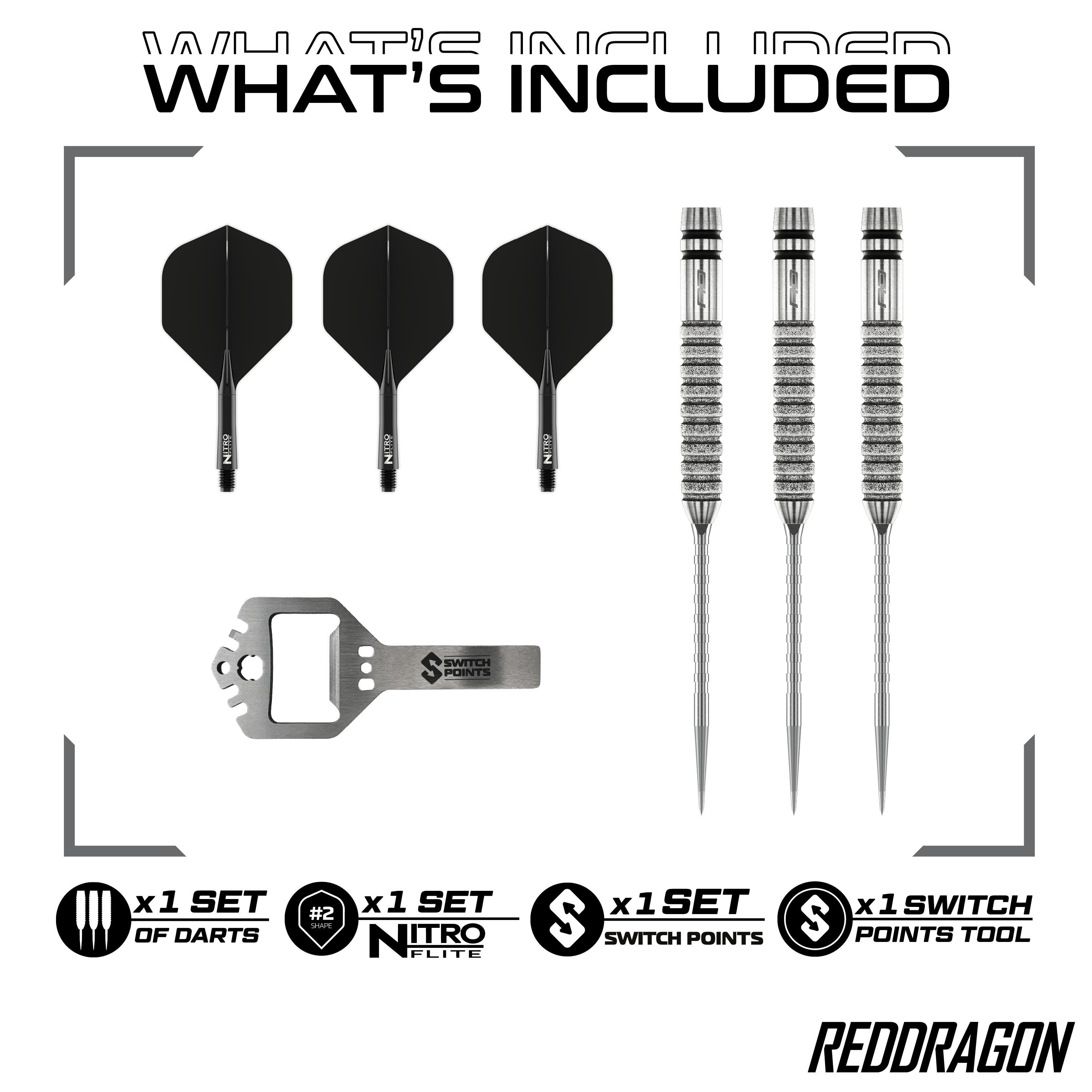 Fléchettes en acier Red Dragon Gian Van Veen Tour Edition Switch Point - 21 g Gezeigt werden die Red Dragon Gian Van Veen Tour Edition Switch Point Steeldarts - 21g. Das moderne Design unterstützt ein präzises Spiel.