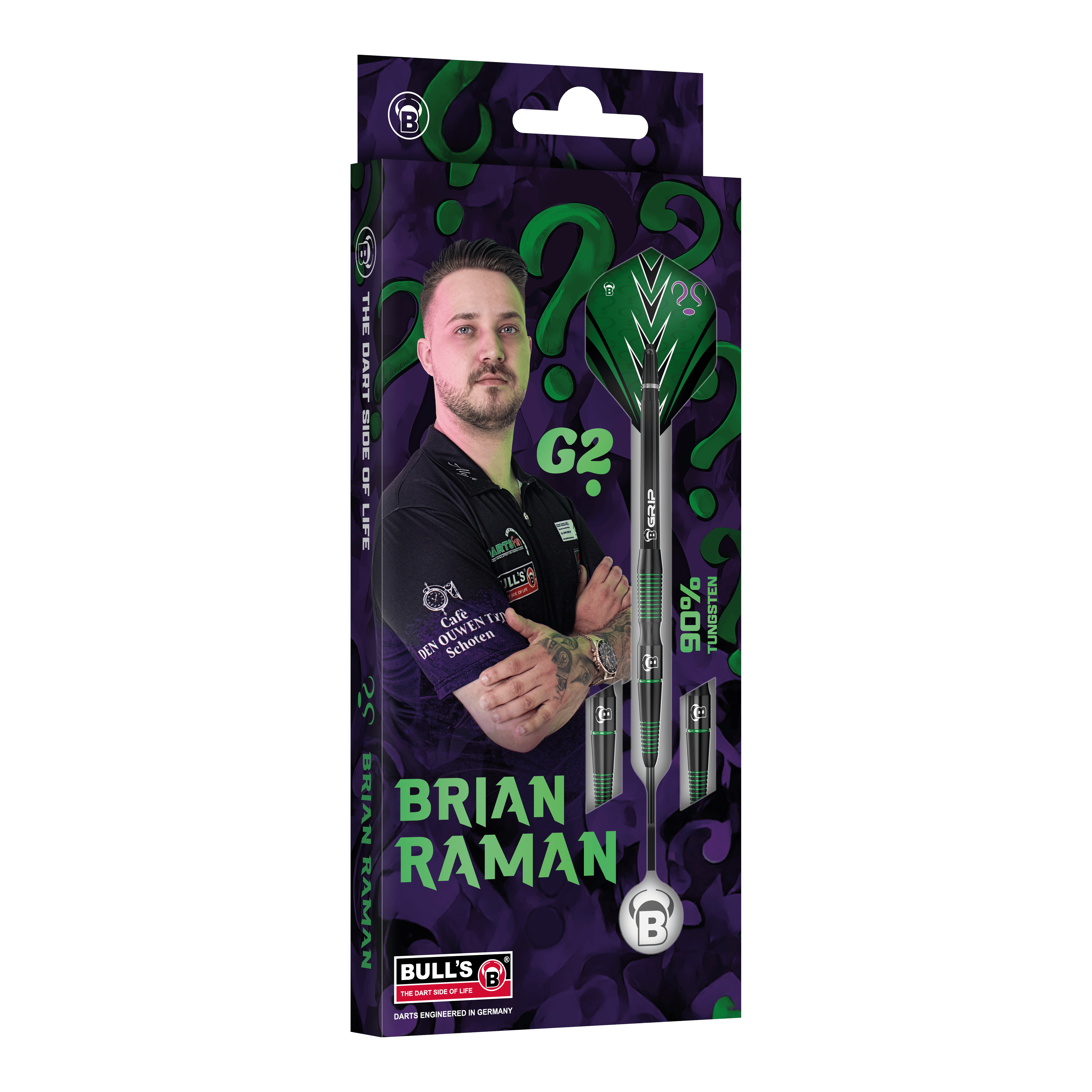 Fléchettes en acier Bulls Brian Raman G2 Das Bild stellt die Bulls Brian Raman G2 Steeldarts dar. Dieses hochwertige Dartprodukt ist beliebt bei Spielern.