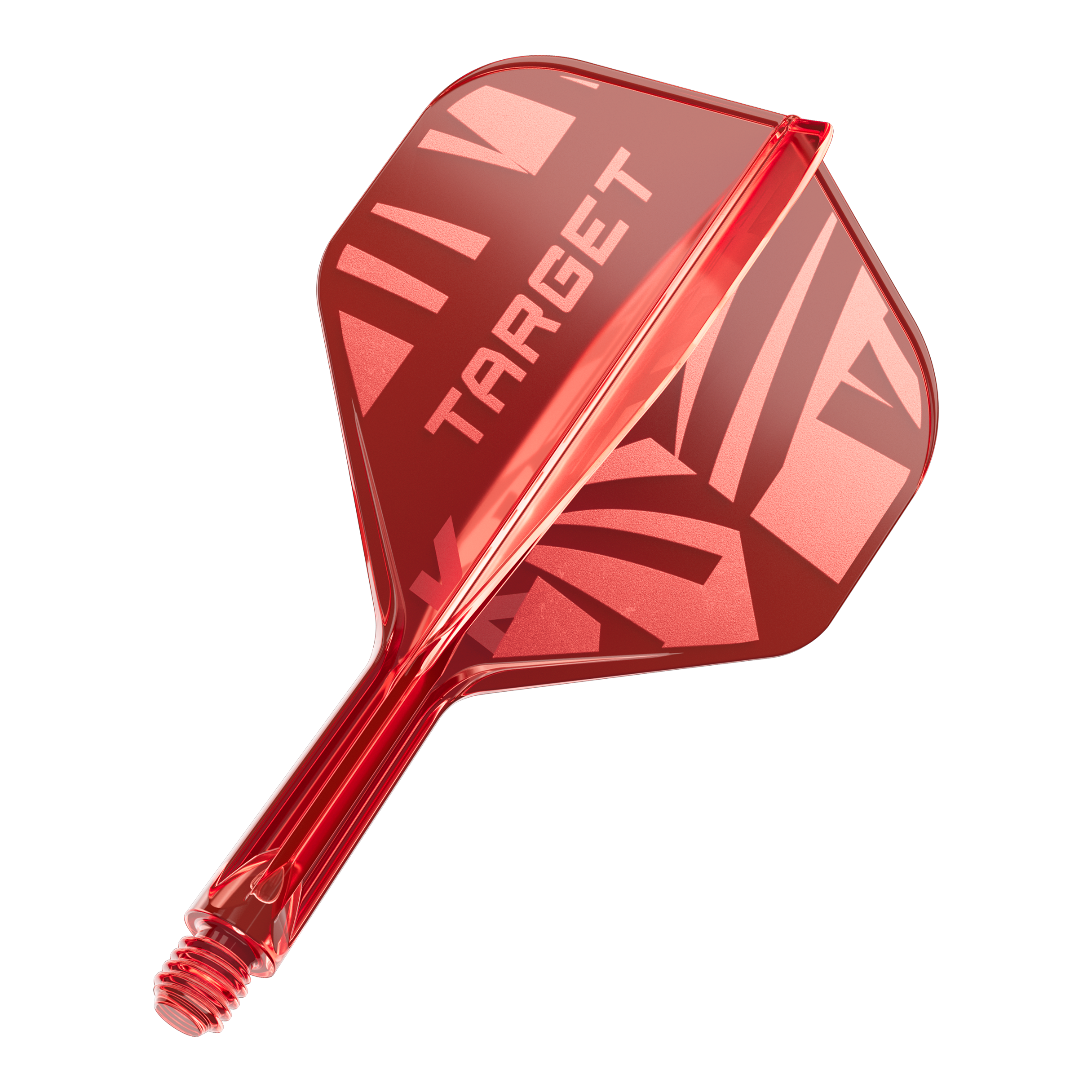 Ailettes standard Target K-Flex rouges n° 2 Ein Target K-Flex Red No2 Standard Flight in 19 mm ist abgebildet. Der Flight ist von vorne zu sehen.
