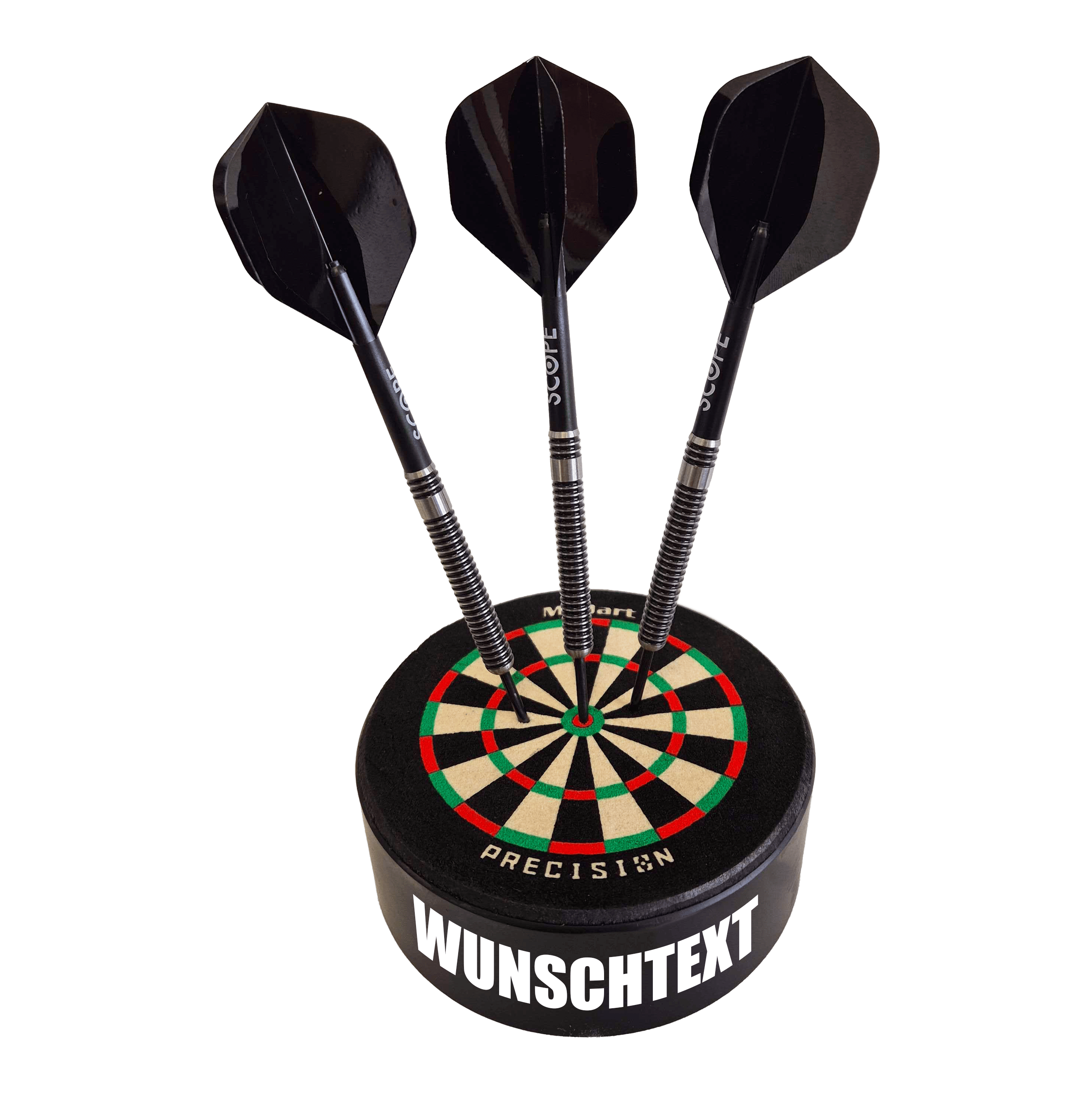 Cible de fléchettes miniature McDart Precision avec texte personnalisé Hier sieht man ein Produktfoto mit dem Dateinamen 765_McDart_Mini_Precision_Dartboard_Darthalter_1_Impact. Nähere Angaben zum Produkt fehlen.