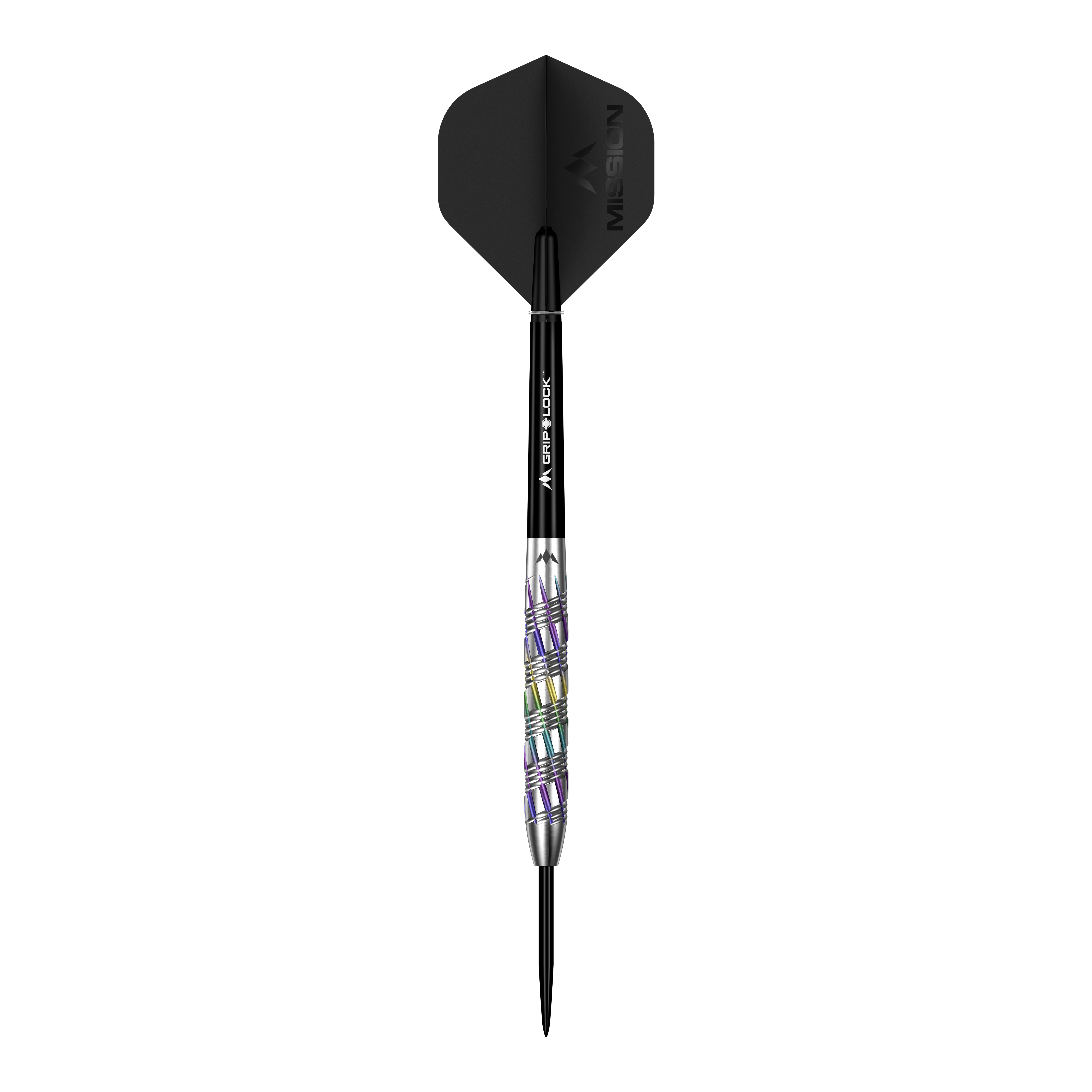 Fléchettes en acier Mission Shuriken Mission Shuriken Steeldarts sind hochwertige Pfeile für das Dartspiel. Auf dem Bild sieht man einen einzelnen Mission Shuriken Steeldart.