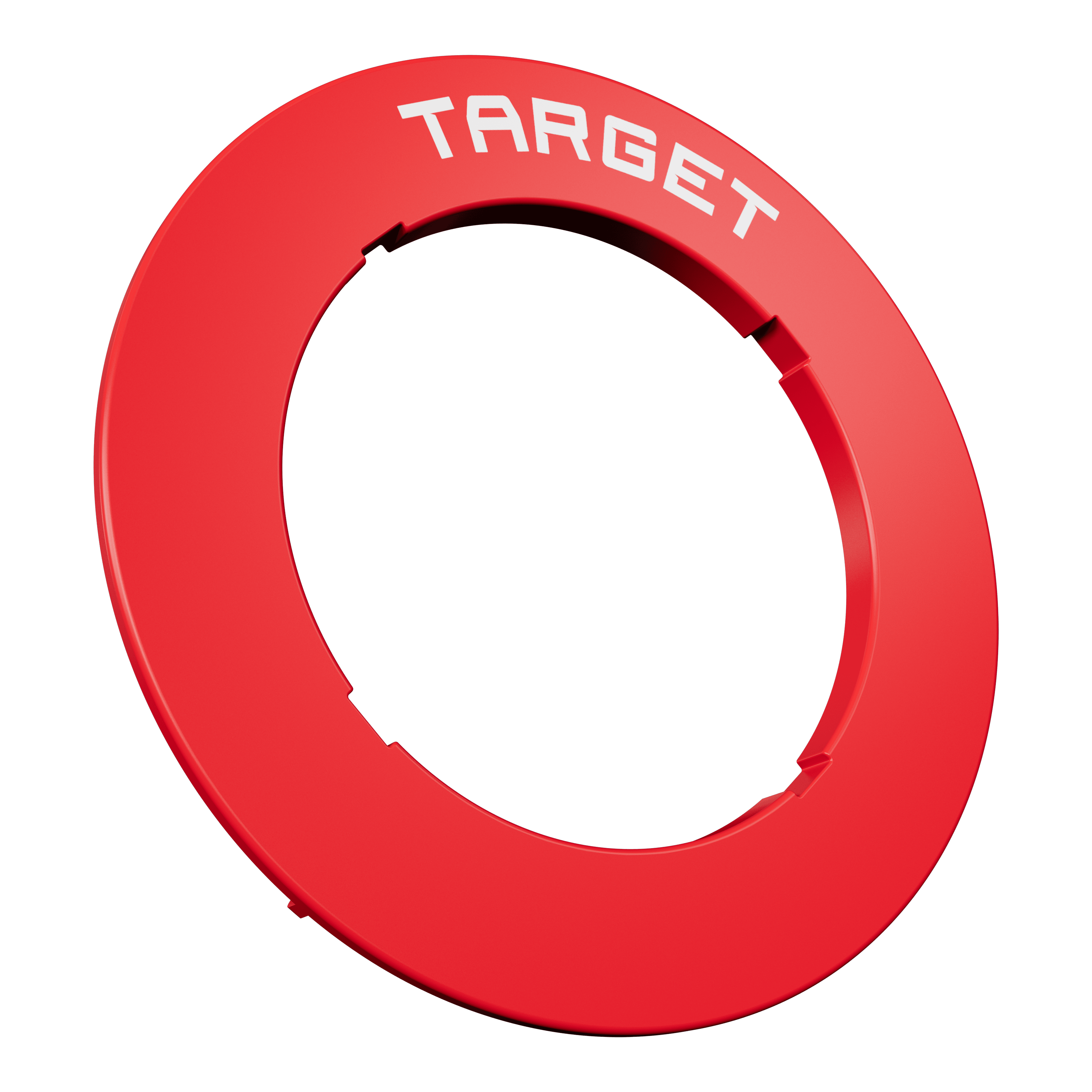 Target à encoches pour fléchettes Das Bild zeigt eine rote Dartboard-Umrandung. Die Oberfläche ist glatt und gleichmäßig.