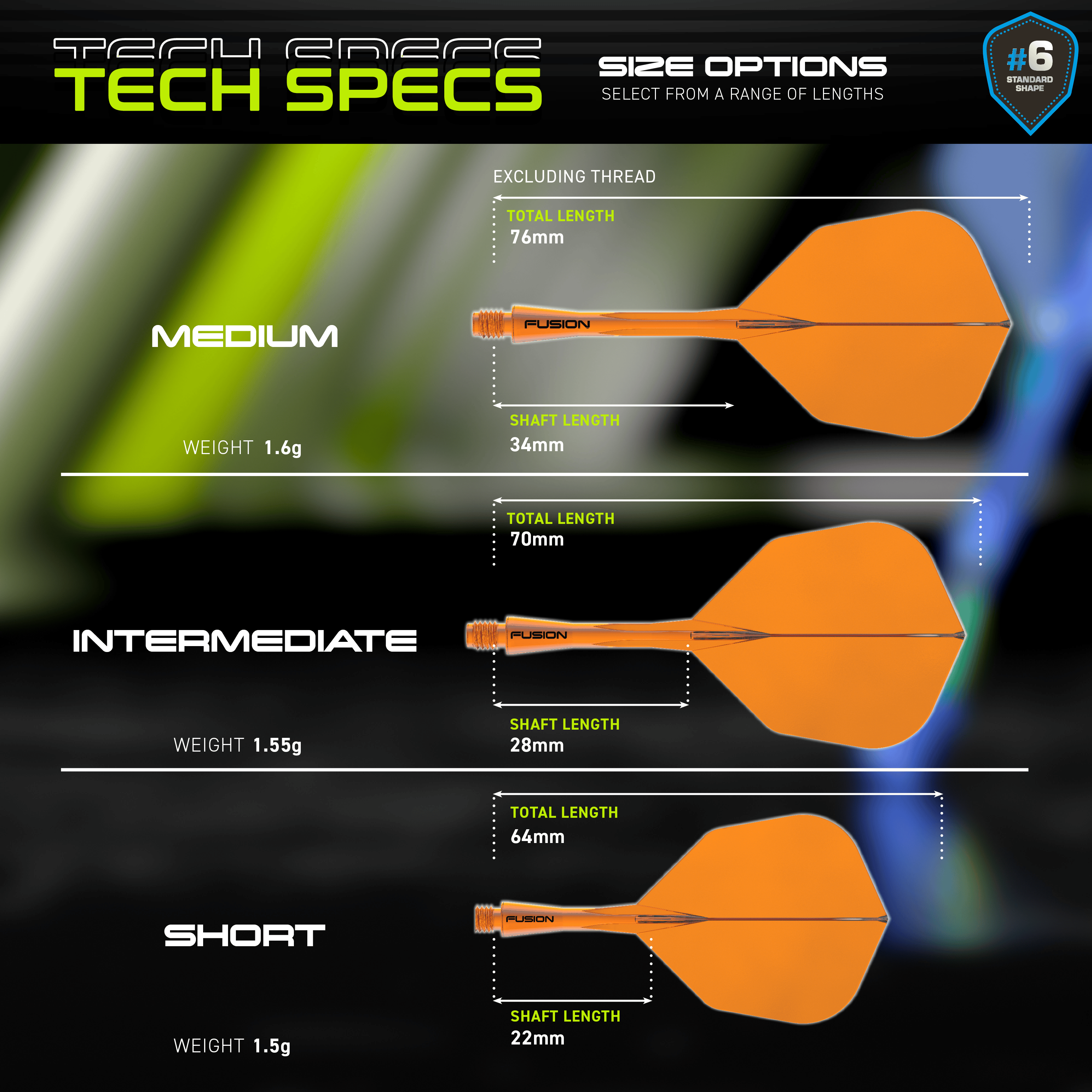 Système d'arbre de vol Winmau Fusion n° 6 Orange fluo Hier ist das Winmau Fusion Flight-Shaft-System No6 in Neon Orange dargestellt. Das Produkt vereint Flight und Schaft für erhöhte Stabilität im Dartspiel.