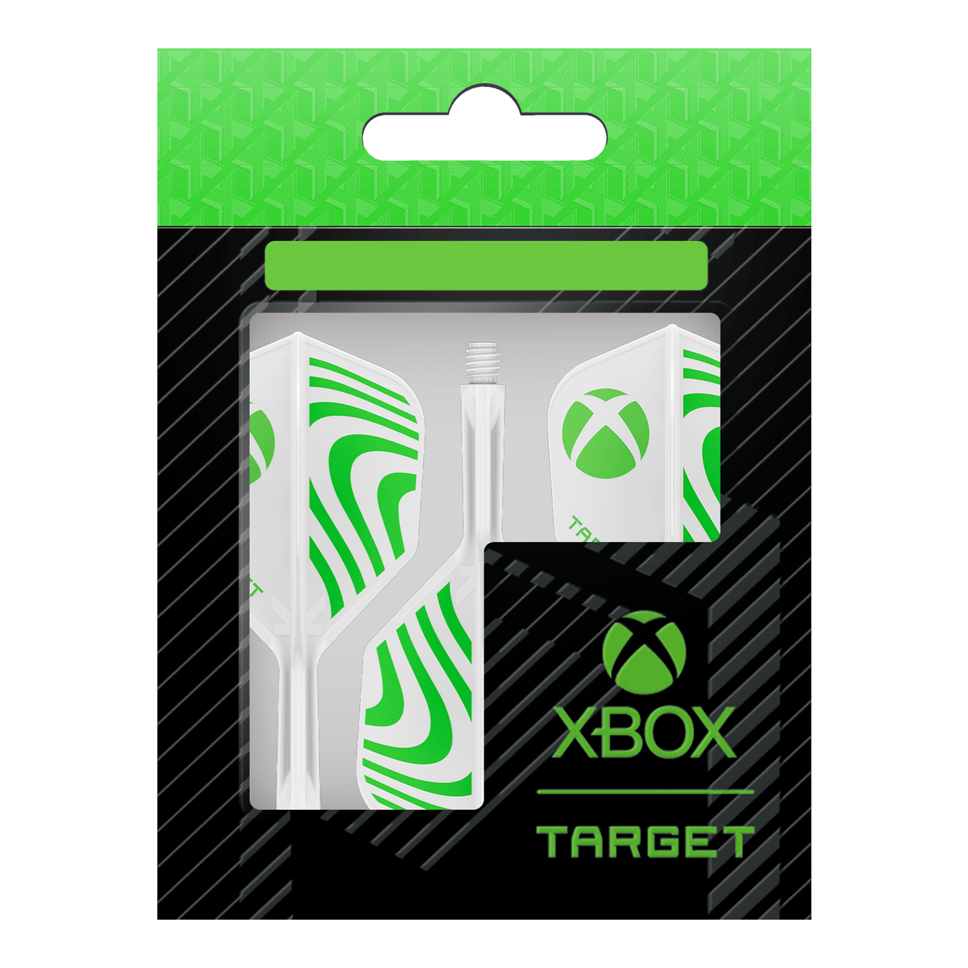 Das Bild zeigt die Target Xbox K-Flex No6 Flights - Weiß. Die Flights sind weiß und eignen sich für verschiedene Dartpfeile.
