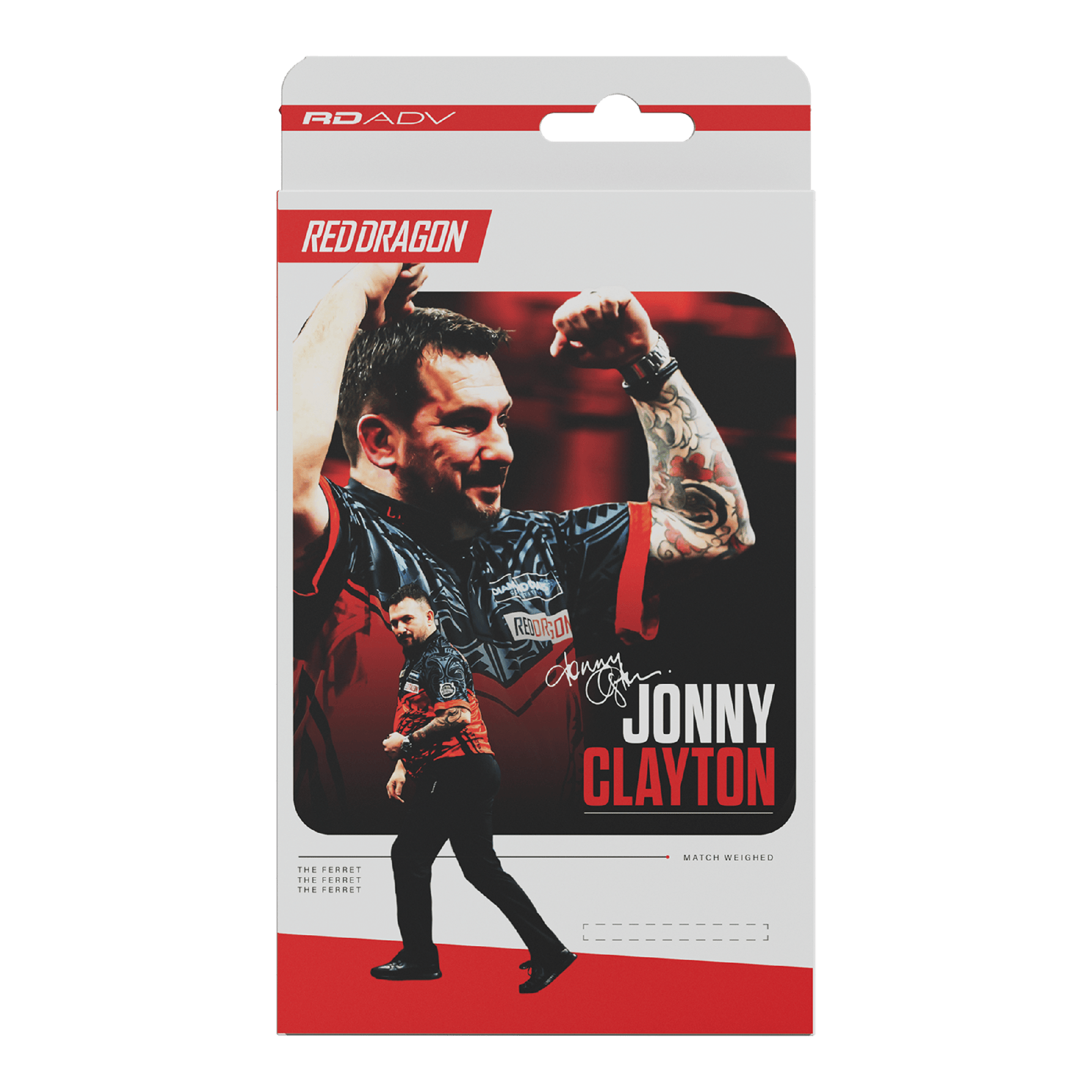 Fléchettes souples Red Dragon Jonny Clayton RD-ADV - 18 g Das Bild zeigt die Red Dragon Jonny Clayton RD-ADV Softdarts - 18g. Ein Softdart ist aus einer leicht anderen Perspektive zu sehen.