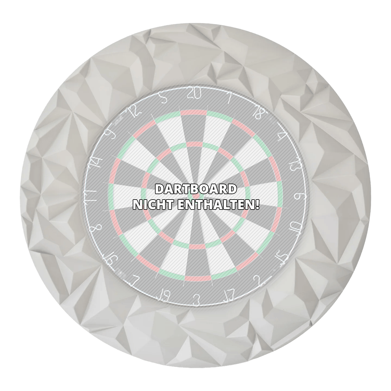 Das Foto zeigt das Precise 180 3D Dartboard Surround Subterra in Nordic Grey. Es handelt sich um ein hochwertiges Zubehör für Dartboards, das Schutz und Stil vereint.