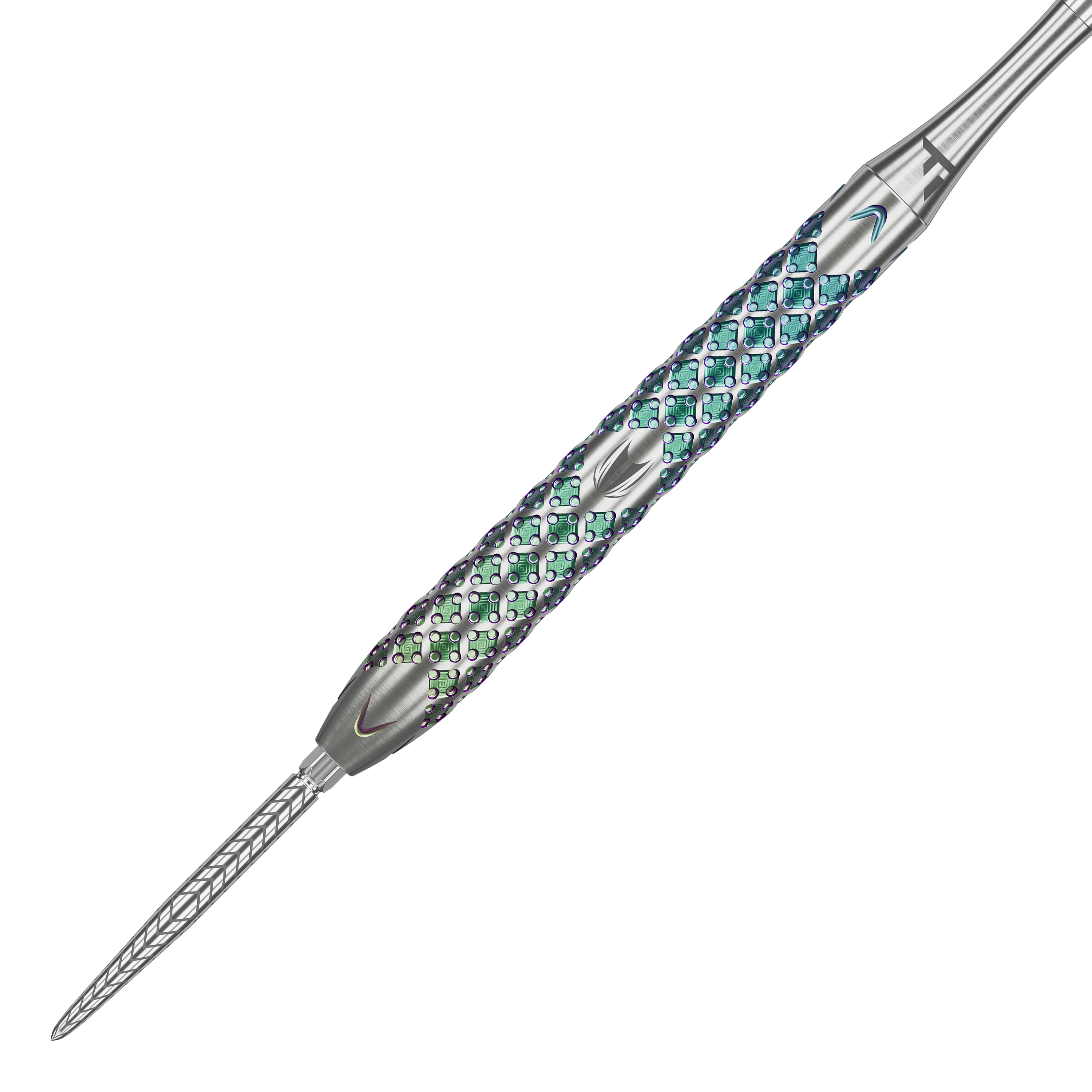 Fléchettes en acier Target Rove 03 Swiss Point Der Target Rove 03 Swiss Point Steeldart hat ein silbernes Gehäuse mit auffälligem, farbig schimmerndem Griffmuster. Die Spitze ist fein strukturiert und sorgt für präzise Würfe.