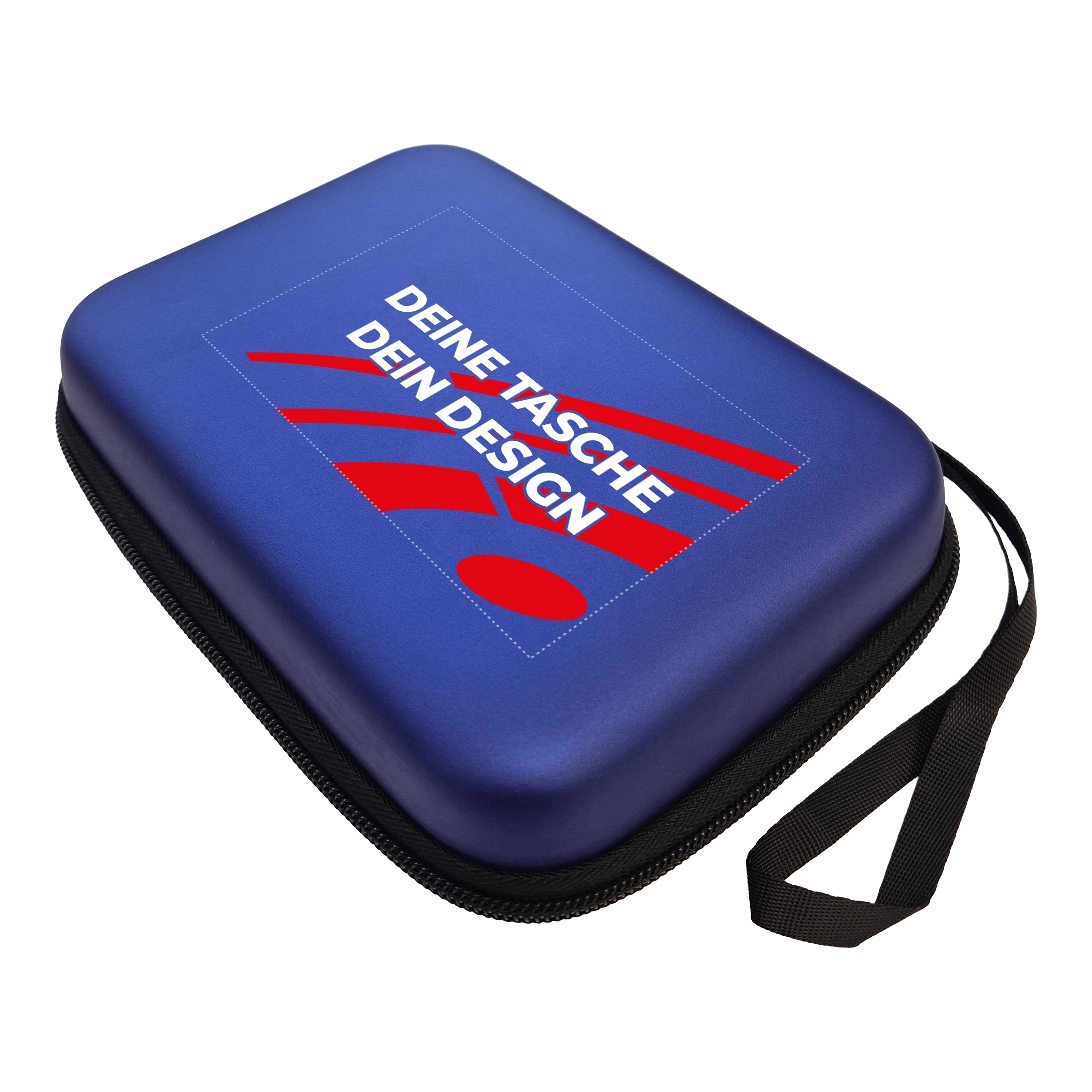 Étui pour fléchettes System-4 personnalisé avec votre design Das Bild zeigt ein McDart System4 Dartcase in Blau Metallic. Das Etui ist geschlossen dargestellt.