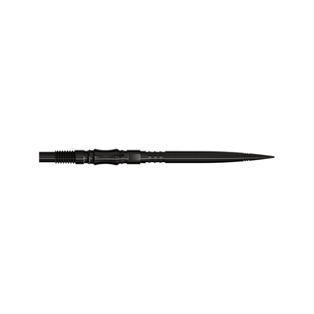 Dartspitzen der Axis Black Elite Serie in 35mm sind zu sehen. Die Spitzen sind schlank und dunkel.