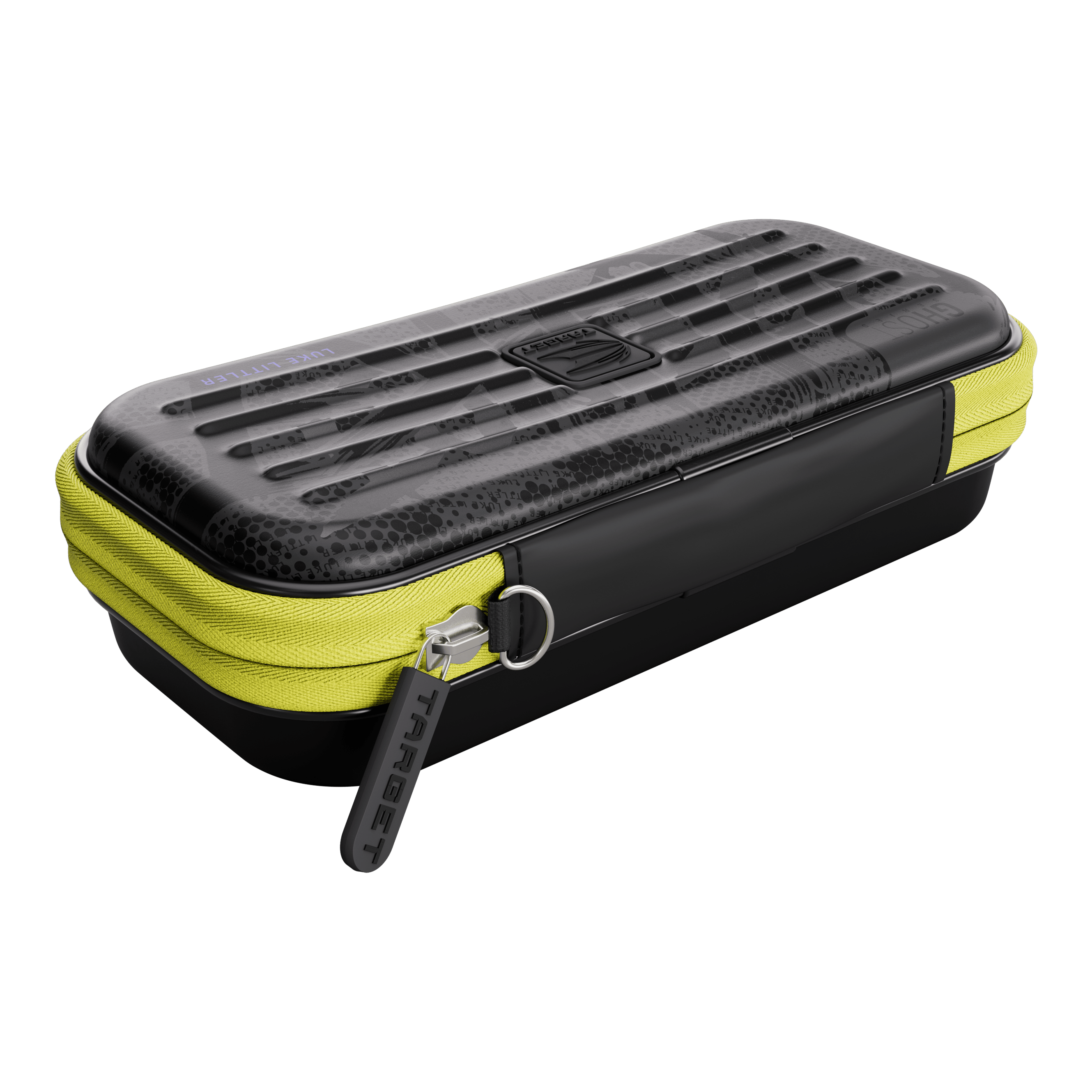 Étui à fléchettes Takoma Ghost Series Luke Littler Auf dem Bild ist das Takoma Ghost Series Luke Littler Dartcase abgebildet. Diese Darttasche bietet sicheren Schutz für Dartpfeile.
