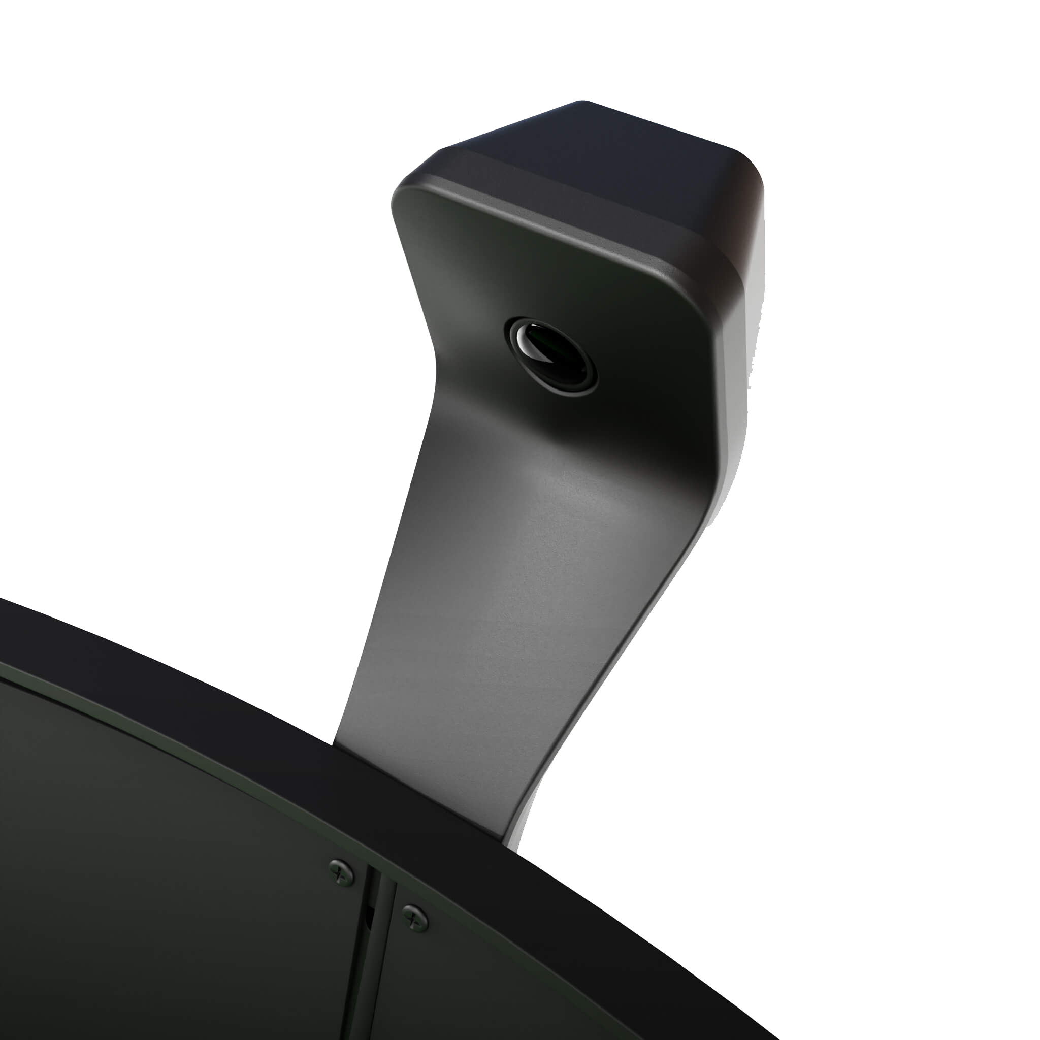 Scolia Home 2 FLEX - Système de notation électronique automatique avec anneau lumineux 2026 Das Bild zeigt einen Teil des Scolia Home 2 FLEX Electronic Score Systems mit Beleuchtungsring. Zu sehen ist eine schwarze Kameraeinheit, die am oberen Rand eines Dartboards befestigt ist.