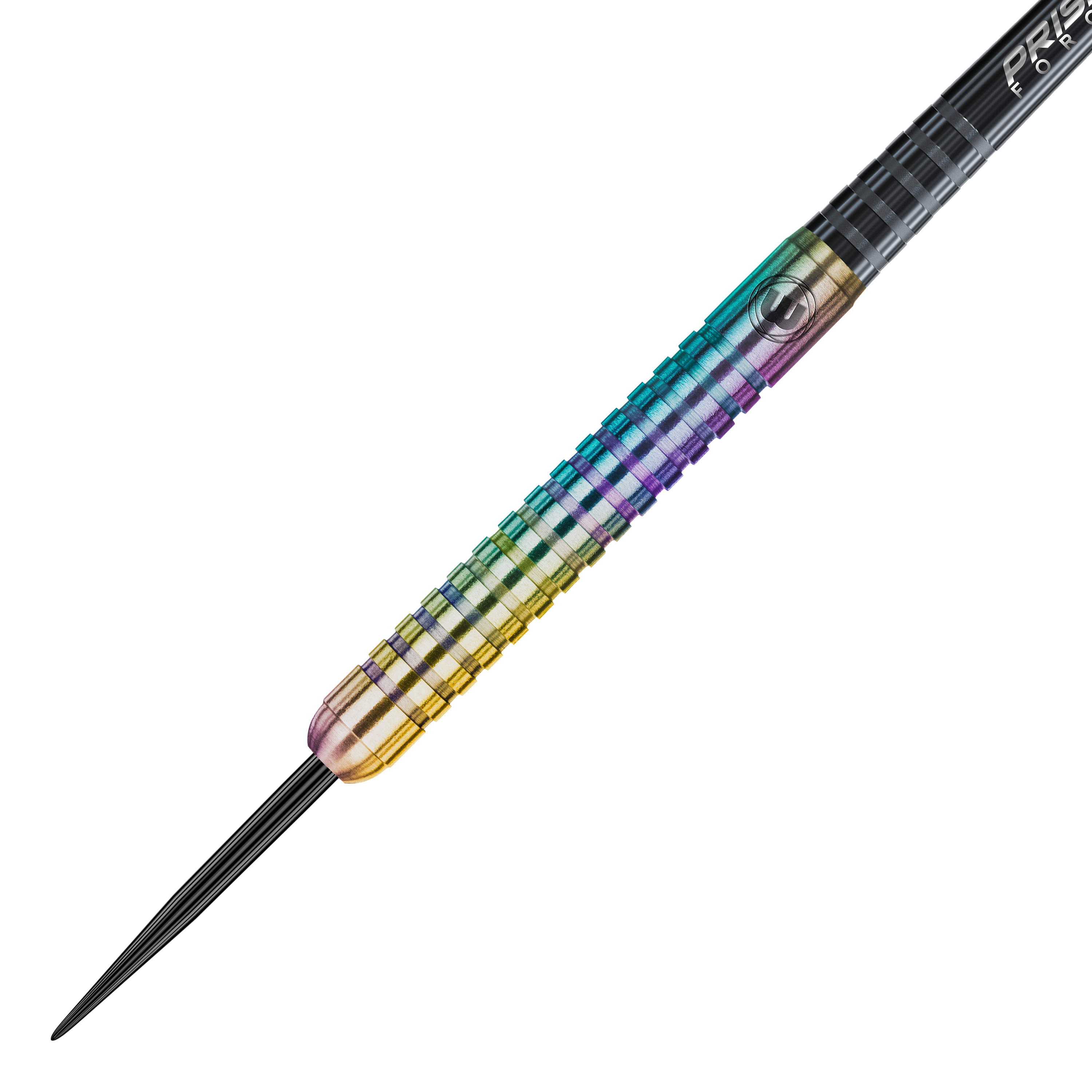 Fléchettes en acier Winmau Foxfire Urban Das Bild zeigt einen Winmau Foxfire Urban Steeldart. Der Dartpfeil hat einen schillernden, mehrfarbigen Schaft mit Rillen für besseren Halt.