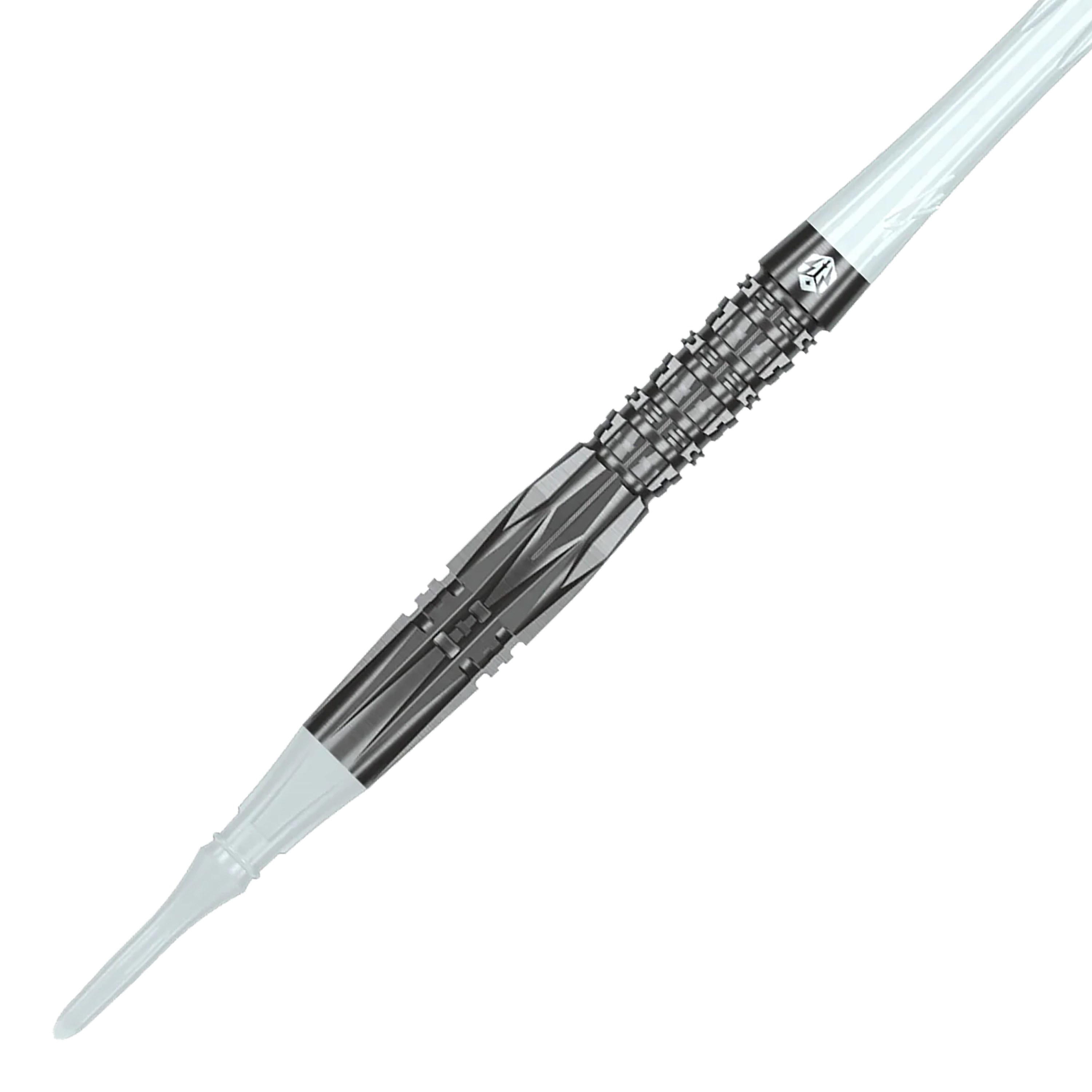 Das Bild zeigt die Caliburn Prisma P1 Softdarts mit einem Gewicht von 19g. Es ist ein modernes Dartprodukt für Freizeit und Turniere.