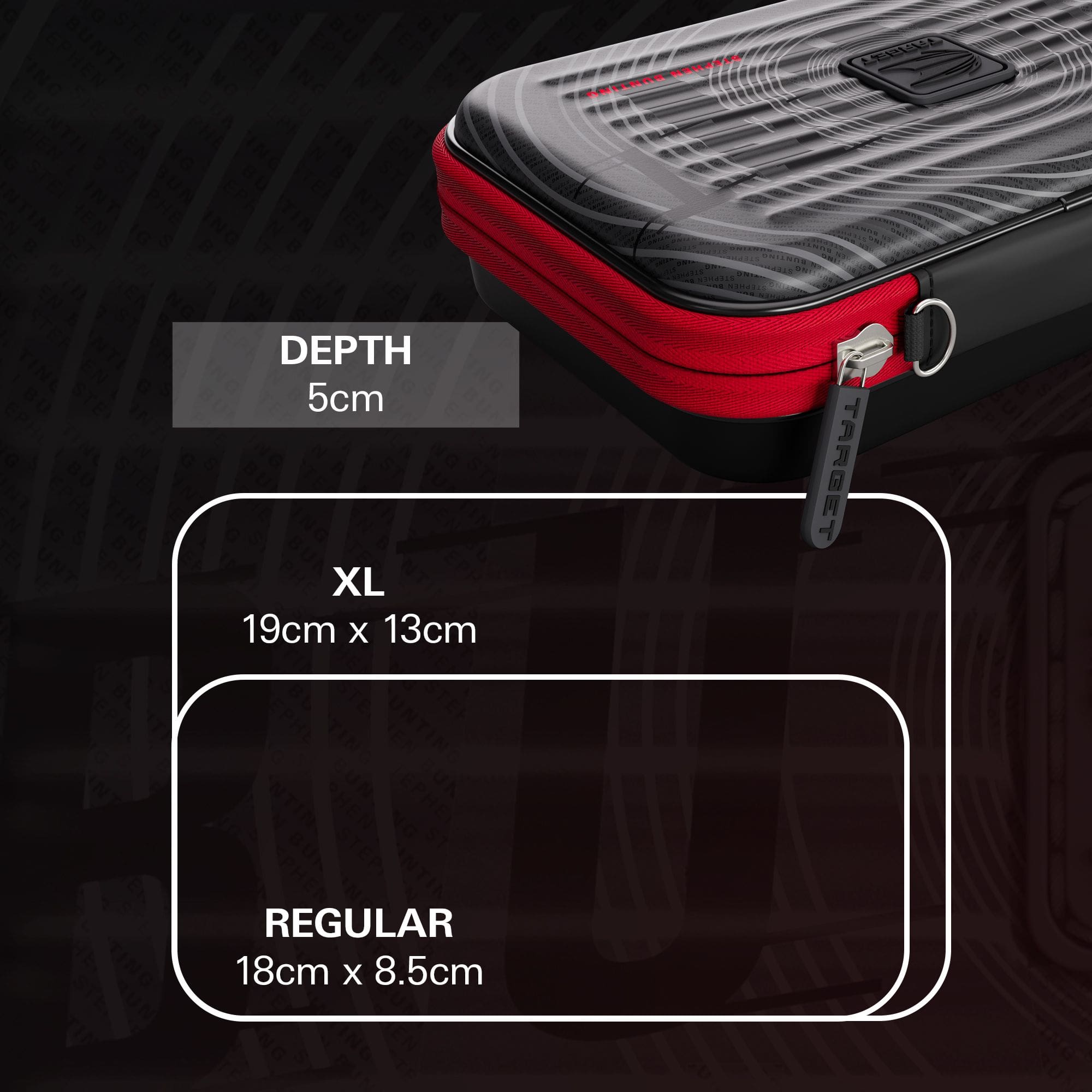 Étui à fléchettes Takoma XL Ghost Series Stephen Bunting Abgebildet ist das Takoma XL Ghost Series Stephen Bunting Dartcase. Die Darttasche ist dem professionellen Dartspieler Stephen Bunting gewidmet.