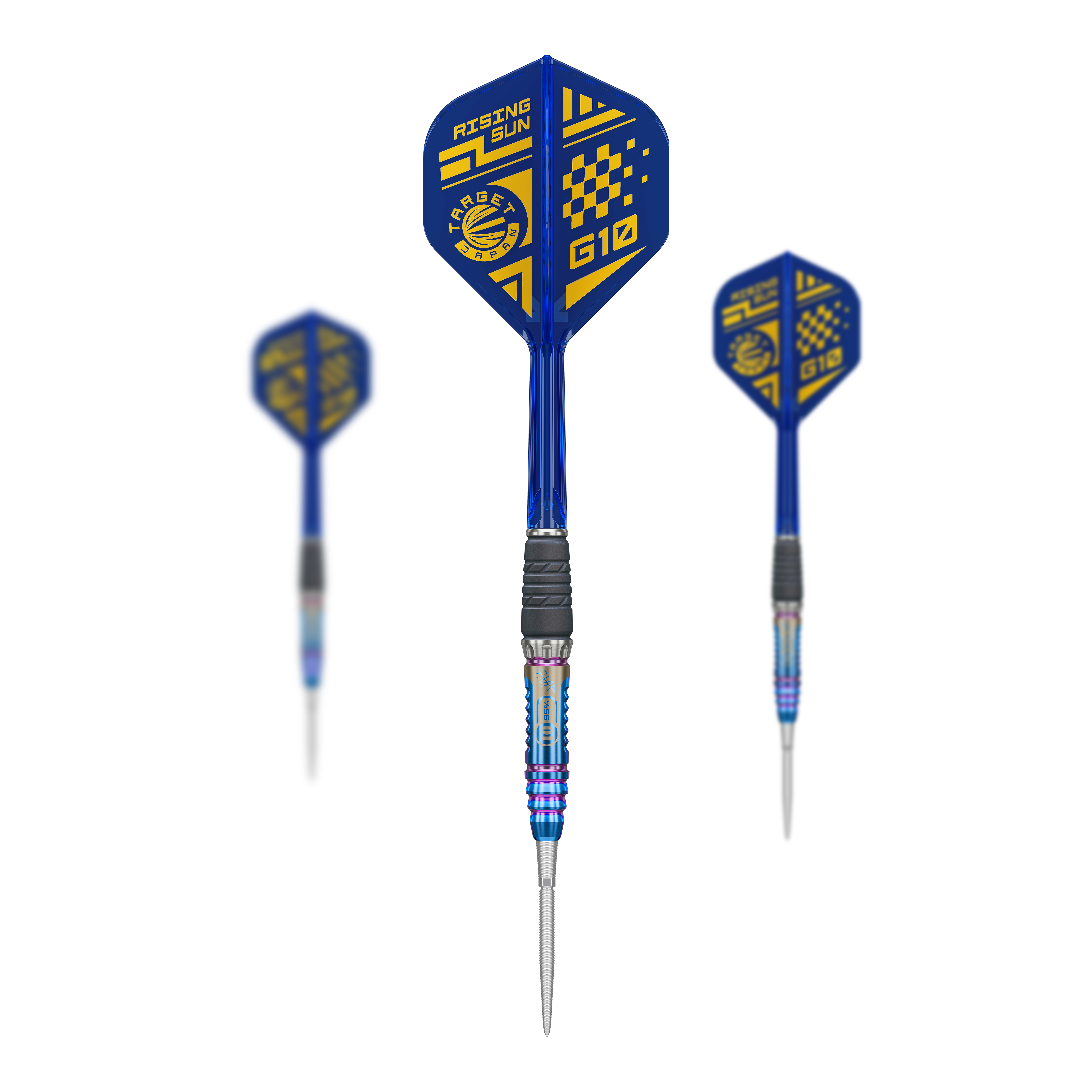 Fléchettes en acier Target Japan Rising Sun GEN10 Swiss Point Abgebildet sind die Target Japan Rising Sun GEN10 Swiss Point Steeldarts als komplettes Set. Die Darts werden mit Schaft und Flights präsentiert.