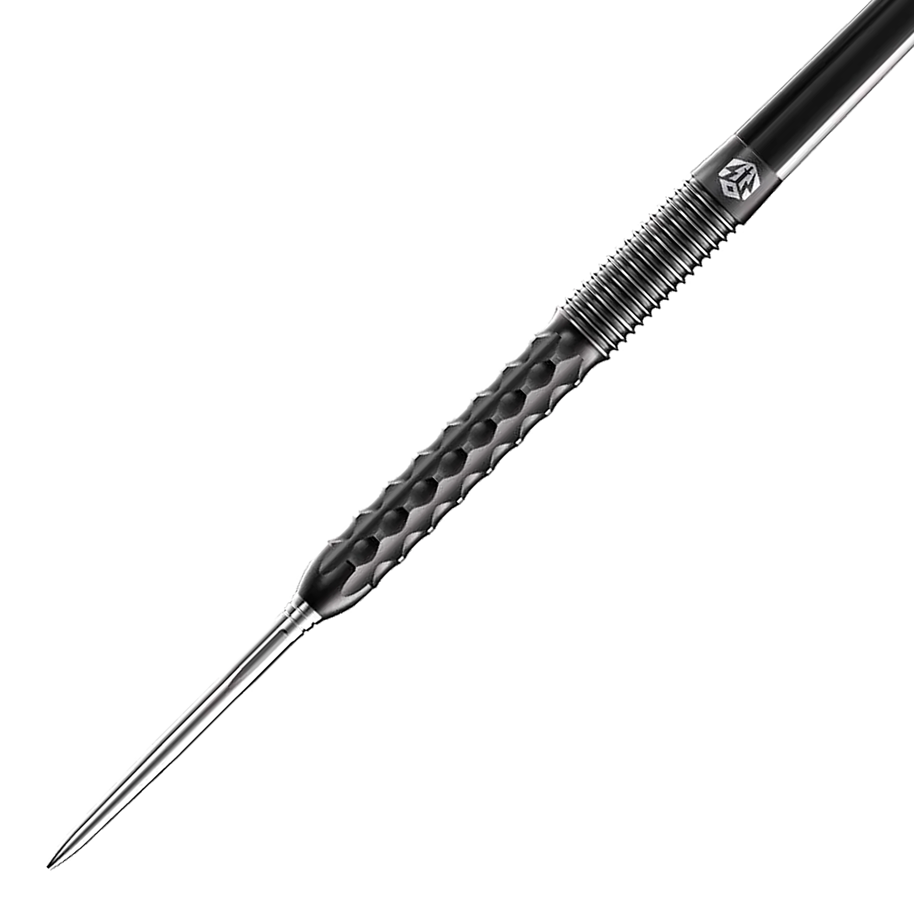 Fléchettes en acier Caliburn Sword S1 Das Bild zeigt einen Caliburn Sword S1 Steeldart. Der Dartpfeil hat eine silberne Spitze und einen schwarz strukturierten Griff.