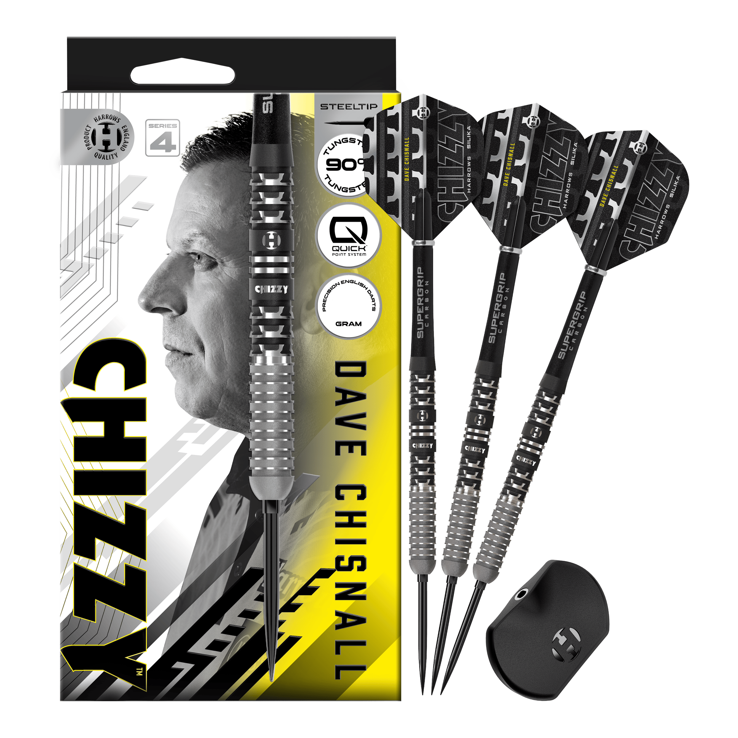 Fléchettes en acier Harrows Dave Chisnall Chizzy Série 4 Quick Point Abgebildet sind die Harrows Dave Chisnall Chizzy Series 4 Quick Point Steeldarts in der Vollansicht. Diese Steeldarts bieten hohe Qualität und ein ansprechendes Design.