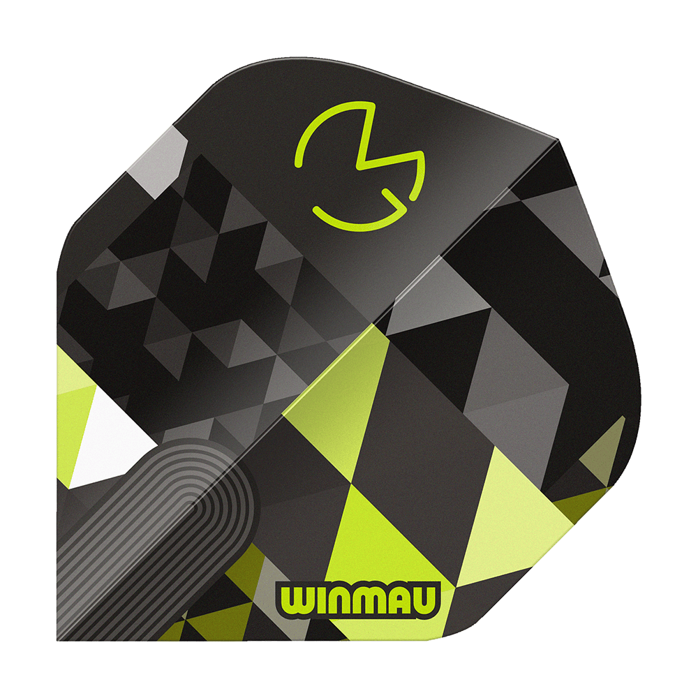 Vols standard Winmau Prism Delta MvG Logo Vert n° 2 Das Bild zeigt Winmau Prism Delta MvG Logo Green No2 Standard Flights. Es handelt sich um ein Set Flight-Aufsetzer.