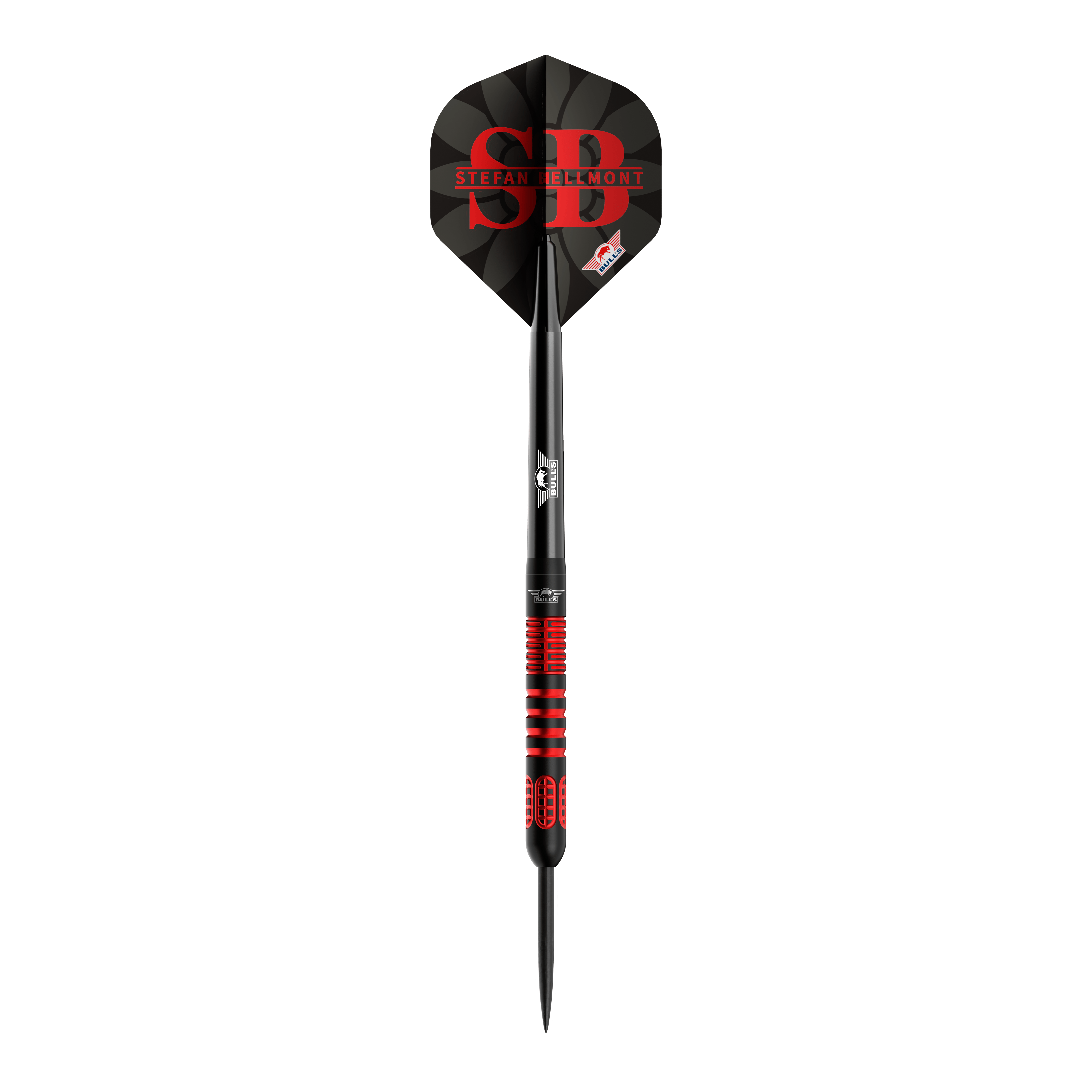 Diese Abbildung zeigt die Bulls NL Stefan Bellmont 90 Steeldarts 23g. Die Steeldarts zeichnen sich durch ihr stilvolles Design und hohe Qualität aus.