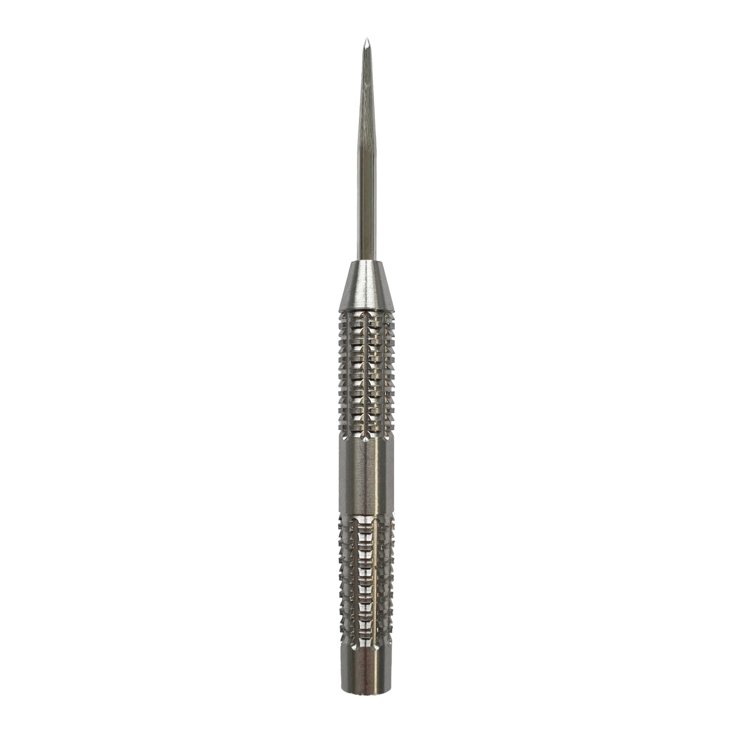 Canons en acier McDart SilverGrip Das Bild zeigt einen McDart SilverGrip Steeldart Barrel. Der Dart ist aus Metall und hat eine strukturierte Grifffläche für besseren Halt.