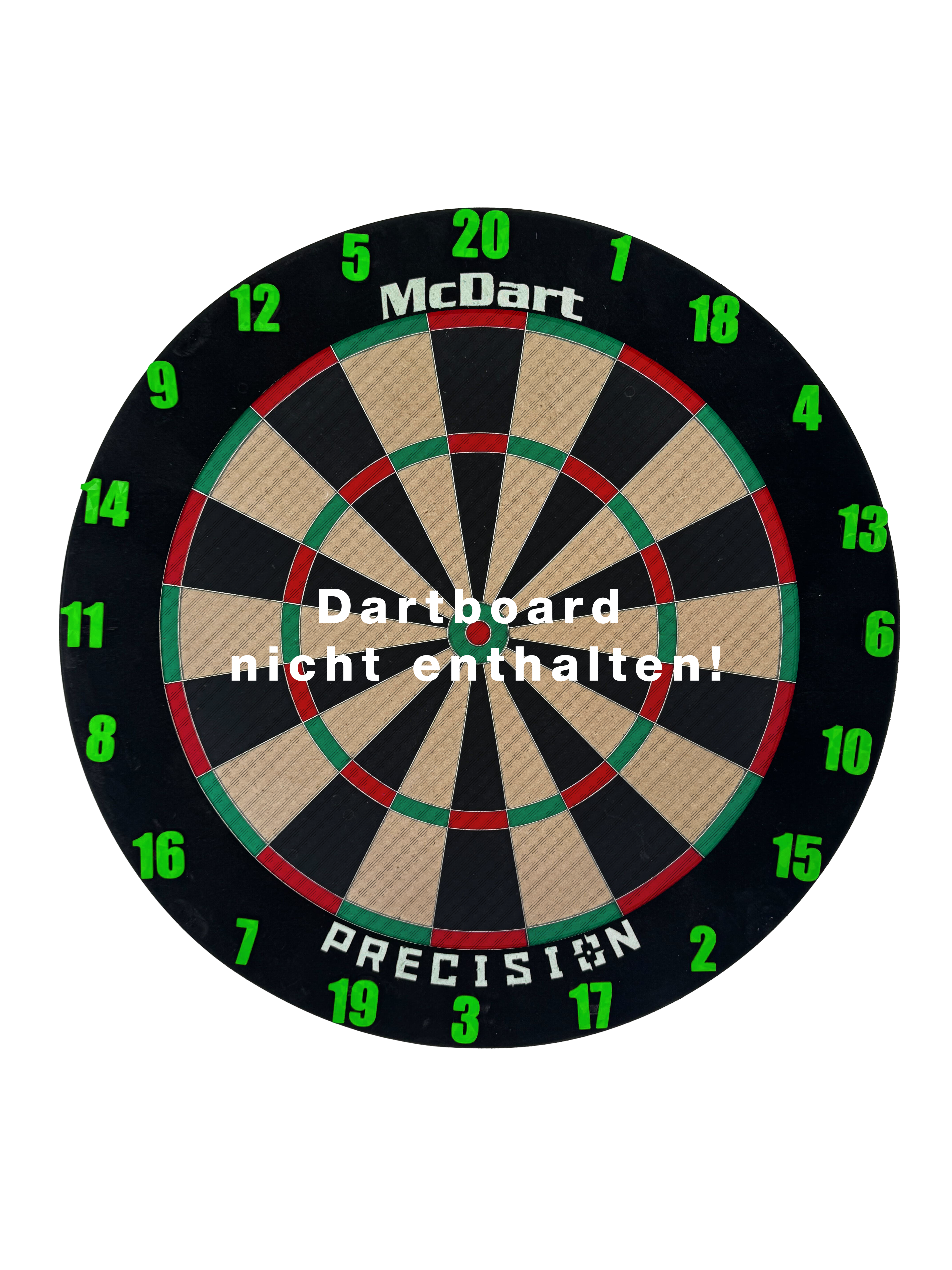 Anneaux numérotés pour cible de fléchettes McDart / Anneaux numérotés classiques Ein klassisches grünes Board ist zu sehen. Das Produkt wirkt schlicht und funktional.
