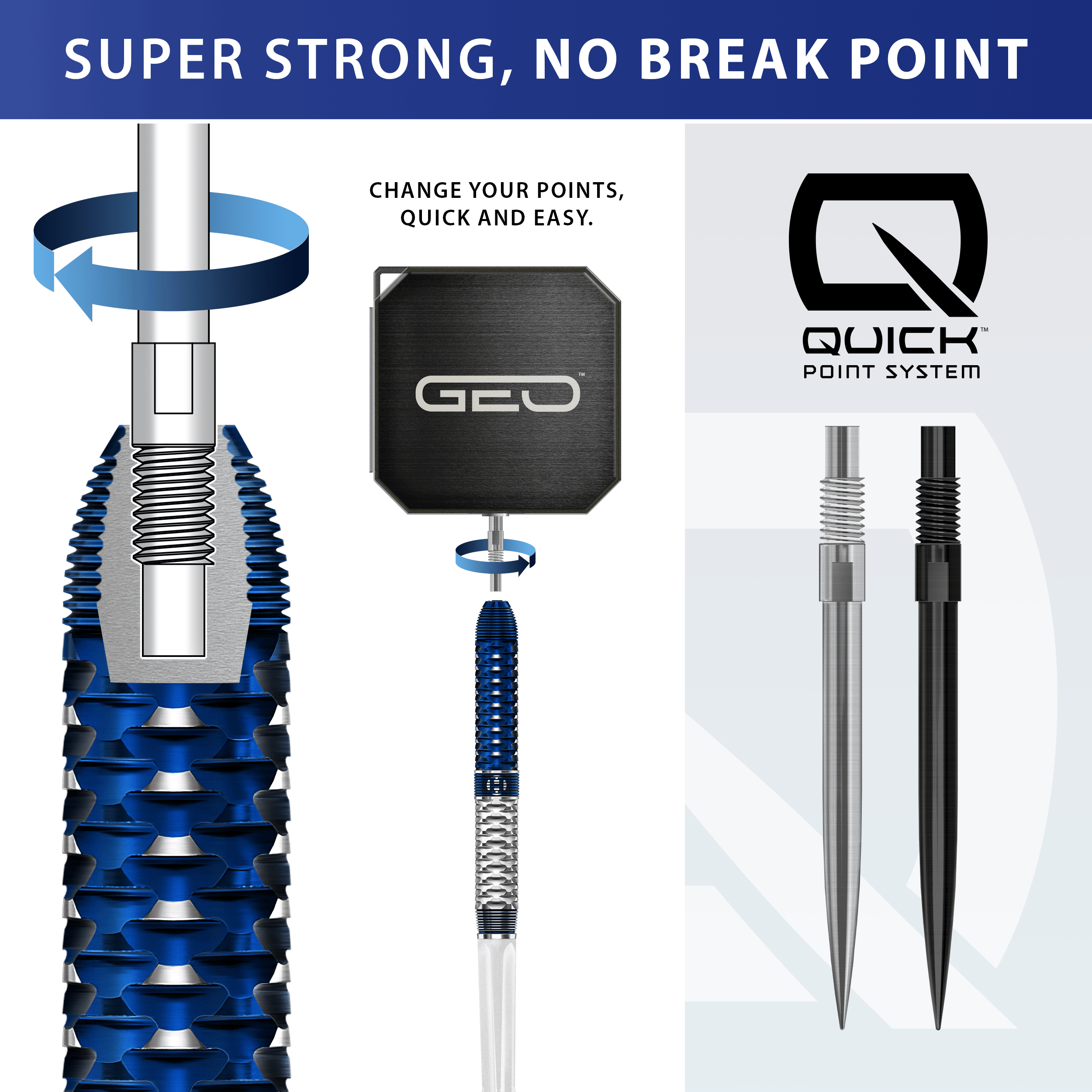 Fléchettes en acier Harrows GEO Parallel Quick Point Hier sieht man die Harrows GEO Parallel Quick Point Steeldarts. Die Gestaltung und das Design des Produkts werden deutlich.