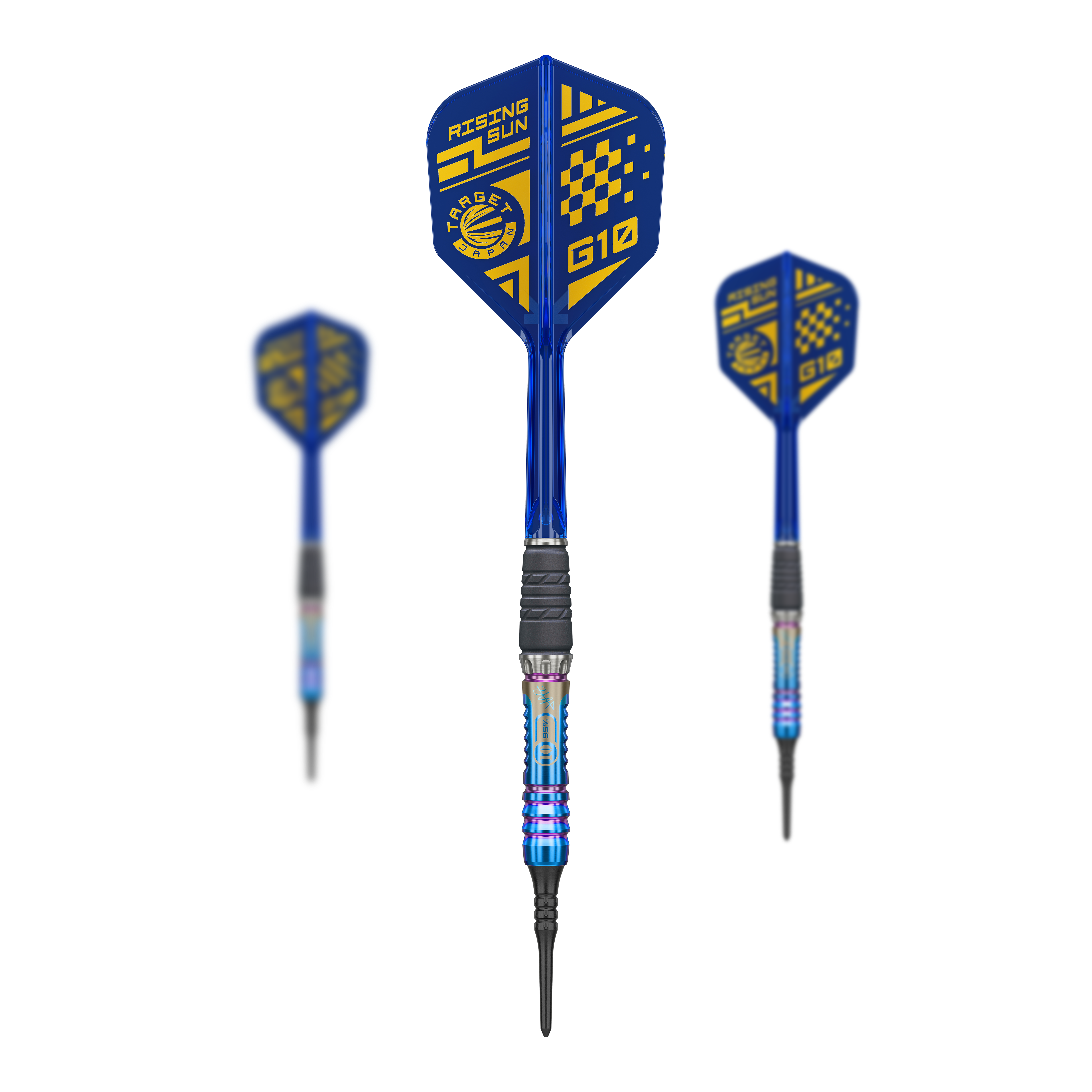 Fléchettes souples Target Japan Rising Sun GEN10 - 21,5 g Auf dem Foto ist das Set Target Japan Rising Sun GEN10 Softdarts - 21,5g zu sehen. Das Set enthält mehrere hochwertige Dartpfeile.