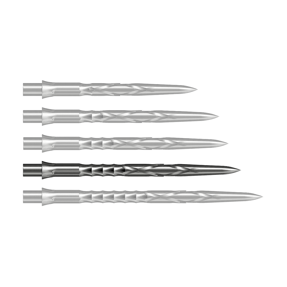 Pointes de fléchettes en acier Caliburn System - HAN G2 - Argent Auf dem Bild ist eine Caliburn Evo System Steeldartspitze HAN G2 in Silber und 36 mm Länge zu sehen. Sie ist speziell für Steeldarts geeignet.