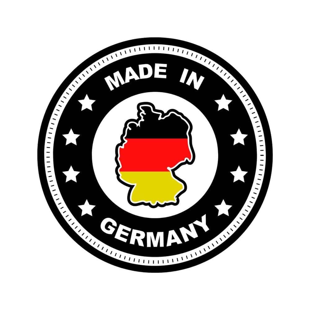 Cadre de cible en acier Karella Ultimo Das Bild zeigt ein Siegel mit dem Text „Made in Germany“. In der Mitte befindet sich die Umrisskarte von Deutschland in den Farben der deutschen Flagge.