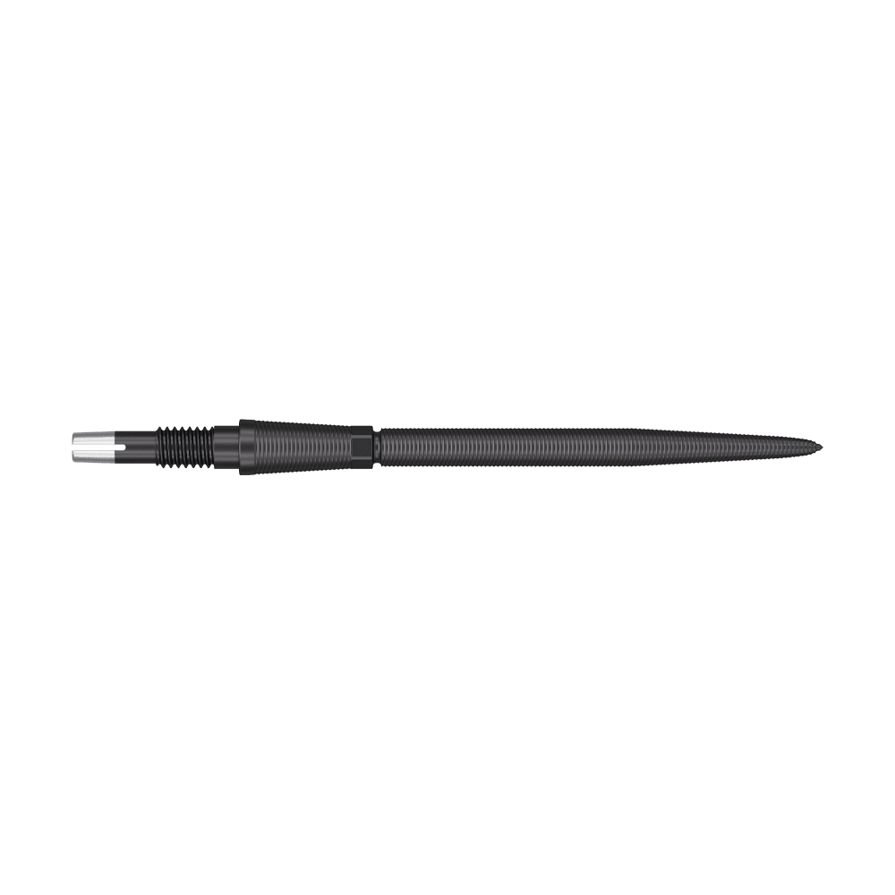 Target Swiss Storm Nano Point Dartspitzen - Schwarz Dies ist eine schwarze Dartspitze mit feinem Gewinde und schlanker Form. Sie besteht aus Metall und ist etwa 35 mm lang.