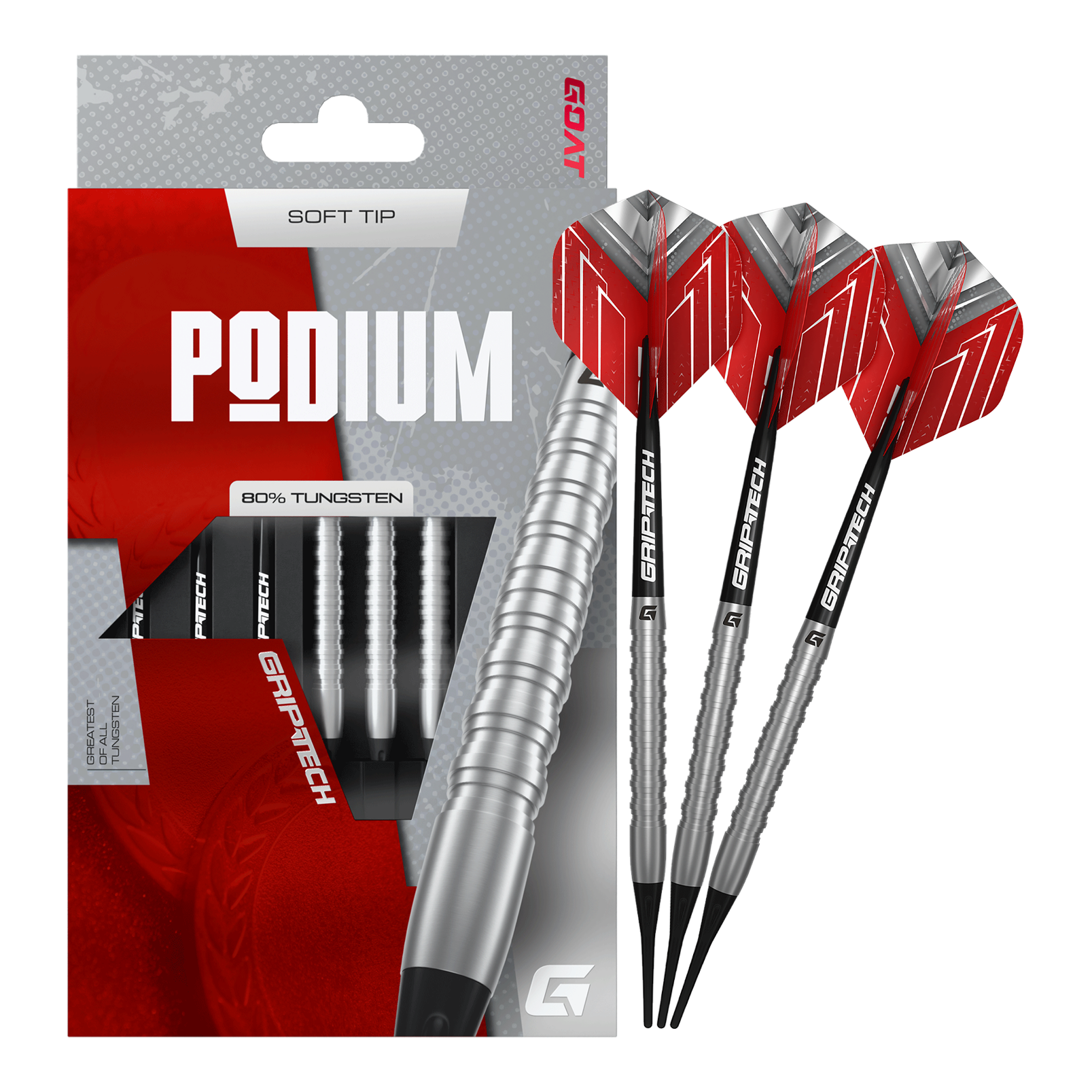 Fléchettes souples GOAT Podium Silver - 18 g Zu sehen sind die GOAT Podium Silver Softdarts mit einem Gewicht von 18g. Die Darts sind in Silber gehalten und für den Softdartbereich konzipiert.