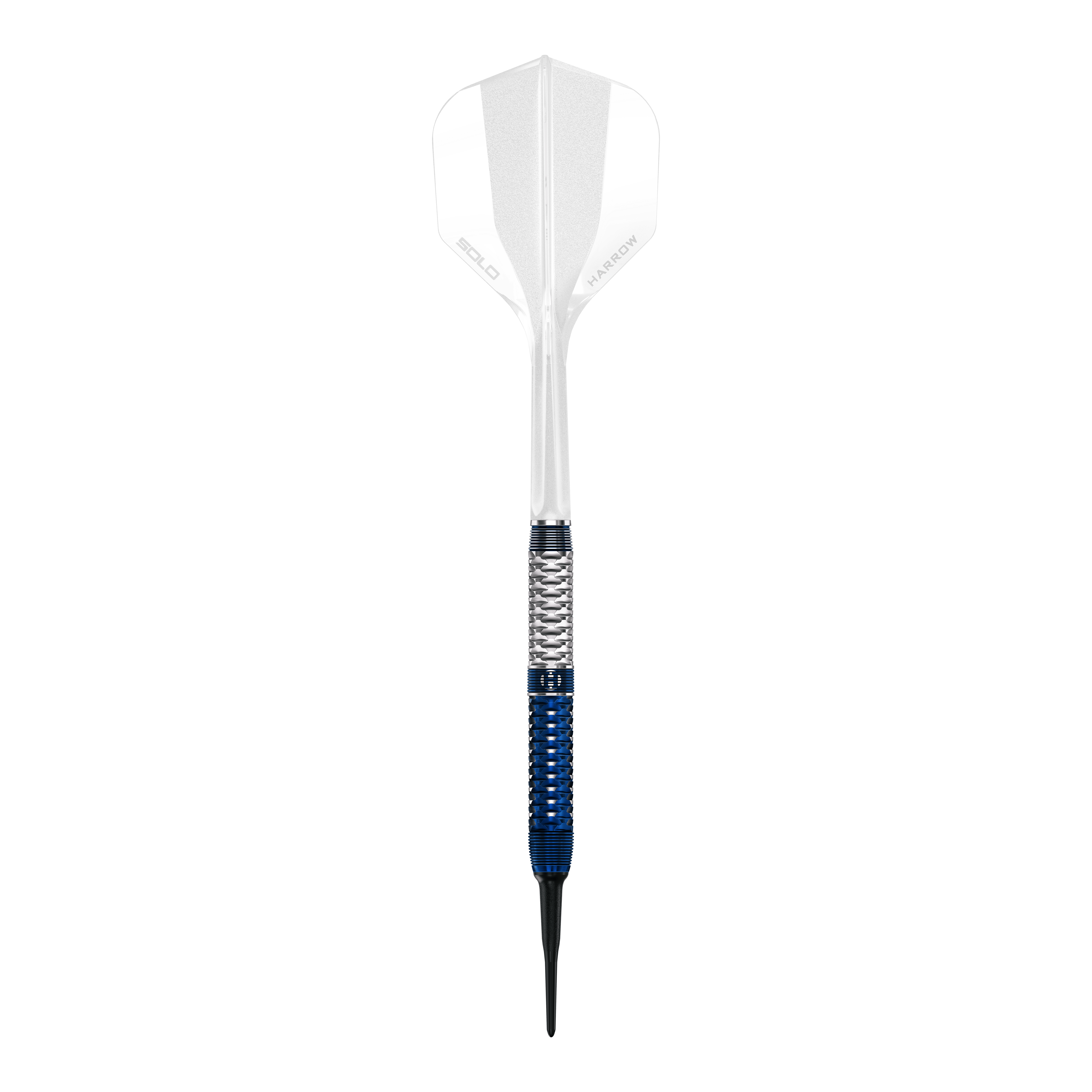 Dieses Bild zeigt einen Harrows GEO Parallel Softdart in Großaufnahme. Das Produkt steht für Genauigkeit und Qualität beim Dartsport.