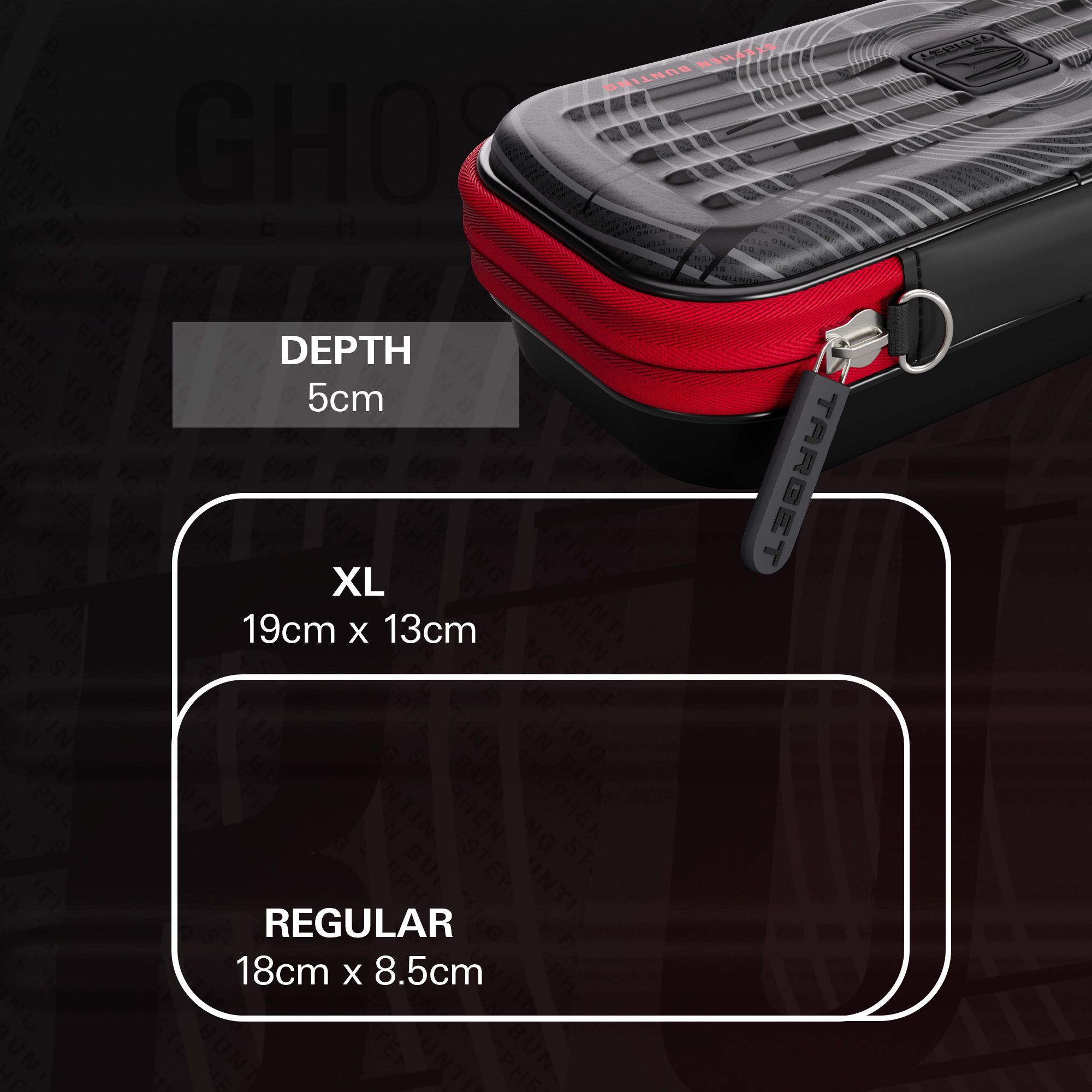 Étui à fléchettes Stephen Bunting de la série Takoma Ghost Das Bild zeigt das Takoma Ghost Series Stephen Bunting Dartcase. Es handelt sich um ein Dart-Etui, das für Stephen Bunting entworfen wurde.