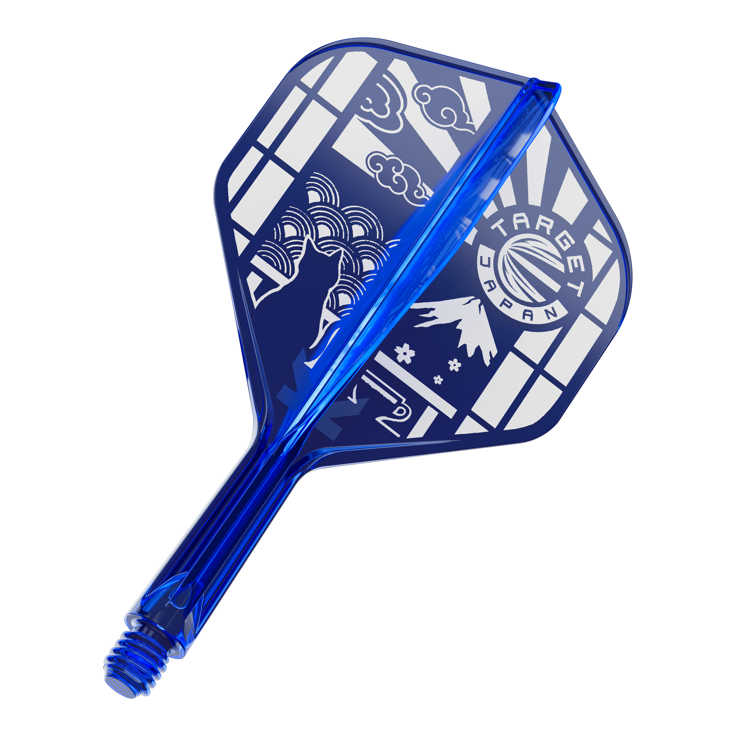 Vols standard Target Japan K-Flex Blue Limited No2 Zu sehen ist das Produkt '410291 Target Japan K-Flex Blue Limited No2 Flights 19mm 1'. Diese blauen Flights sind eine limitierte Edition für Darts.