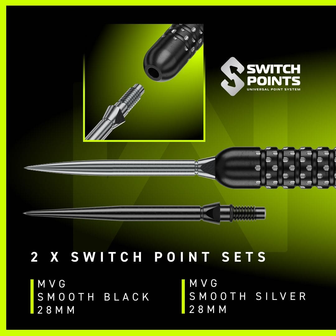 Fléchettes en acier Winmau Michael Van Gerwen W-MAX Switch Point Fléchettes en acier Winmau Michael Van Gerwen W-MAX Switch Point