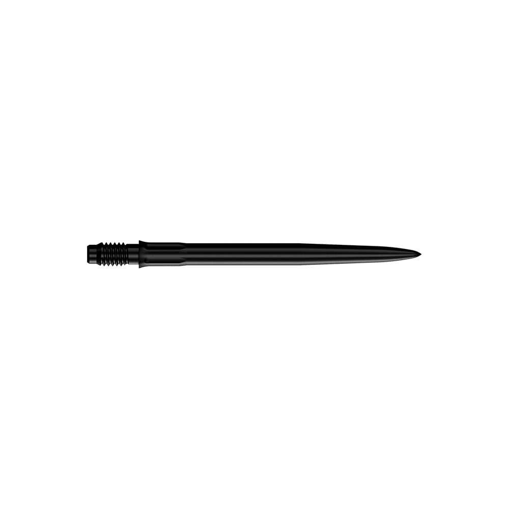 Pointes de fléchettes Mission R2.5 Rapid Point SM1 - Noires Das Bild zeigt schwarze Dartspitzen mit einer Länge von 30 mm. Es sind zwei Spitzen abgebildet.
