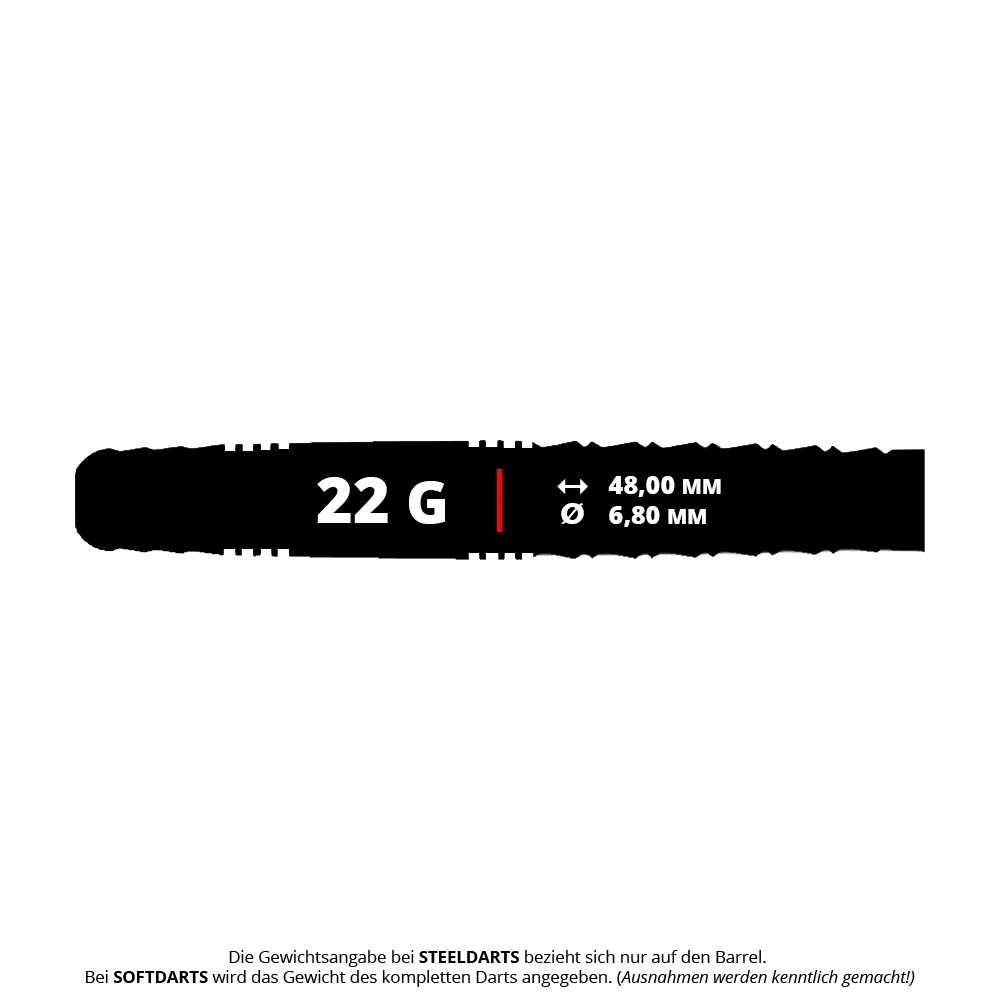 Fléchettes en acier Caliburn Wolfpack W6 - 22 g Abgebildet ist der Caliburn Wolfpack W6 Steeldart mit 22g Gewicht. Dieser Dart zeichnet sich durch sein modernes Design und hochwertige Verarbeitung aus.