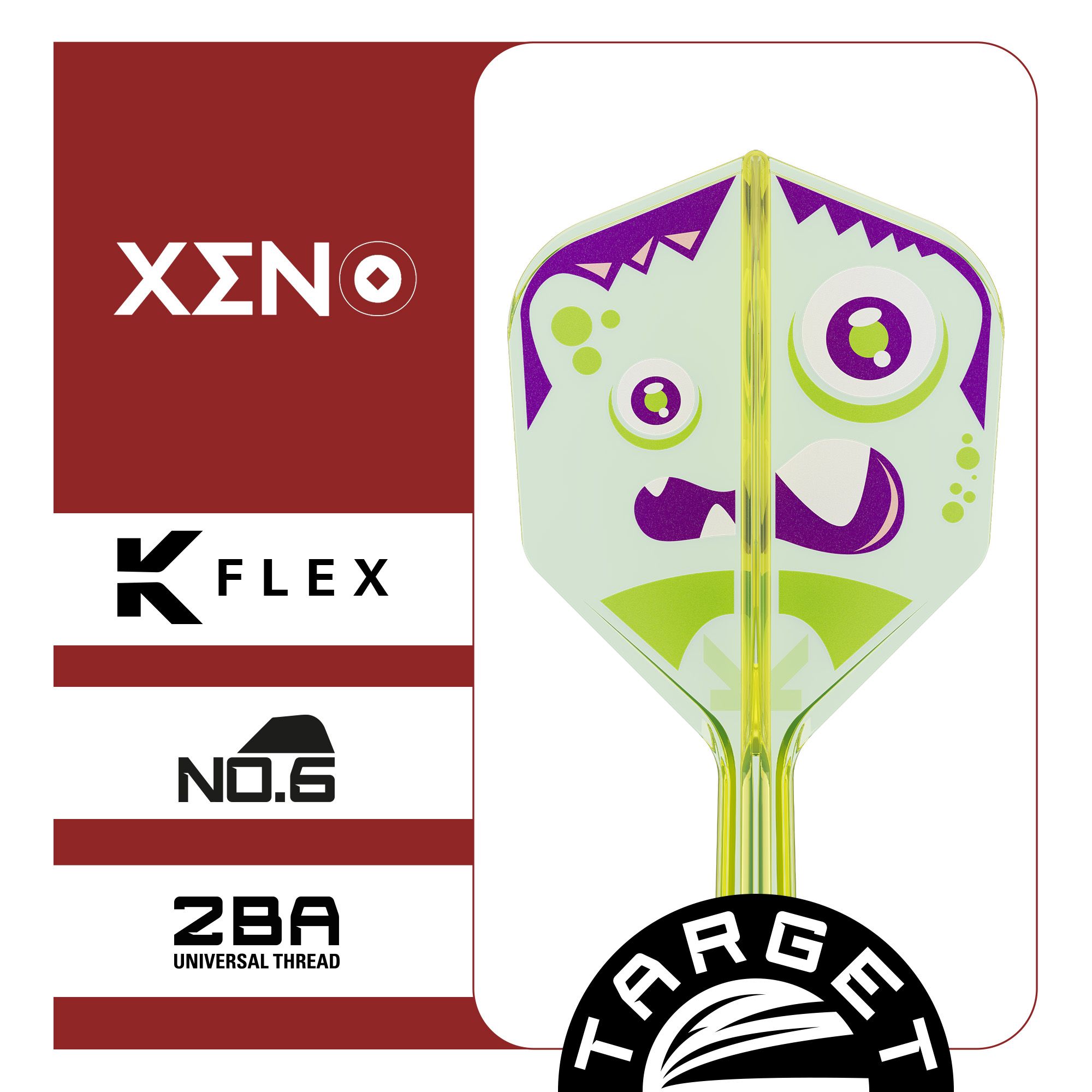 Vols Target Japan K-Flex Xeno No6 Das Bild zeigt die Target Japan K-Flex Xeno No6 Flights. Dies sind Dartflights mit modernem Design.