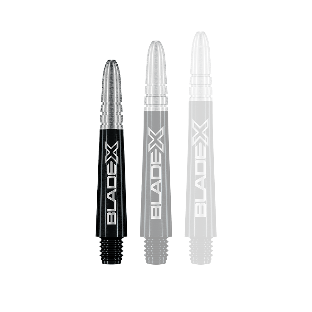 Manche Winmau Vecta Blade X - Noir Bild von Winmau Vecta Blade X Shafts in Schwarz mit 34mm Länge. Die Dartschäfte sind schlank und modern gestaltet.