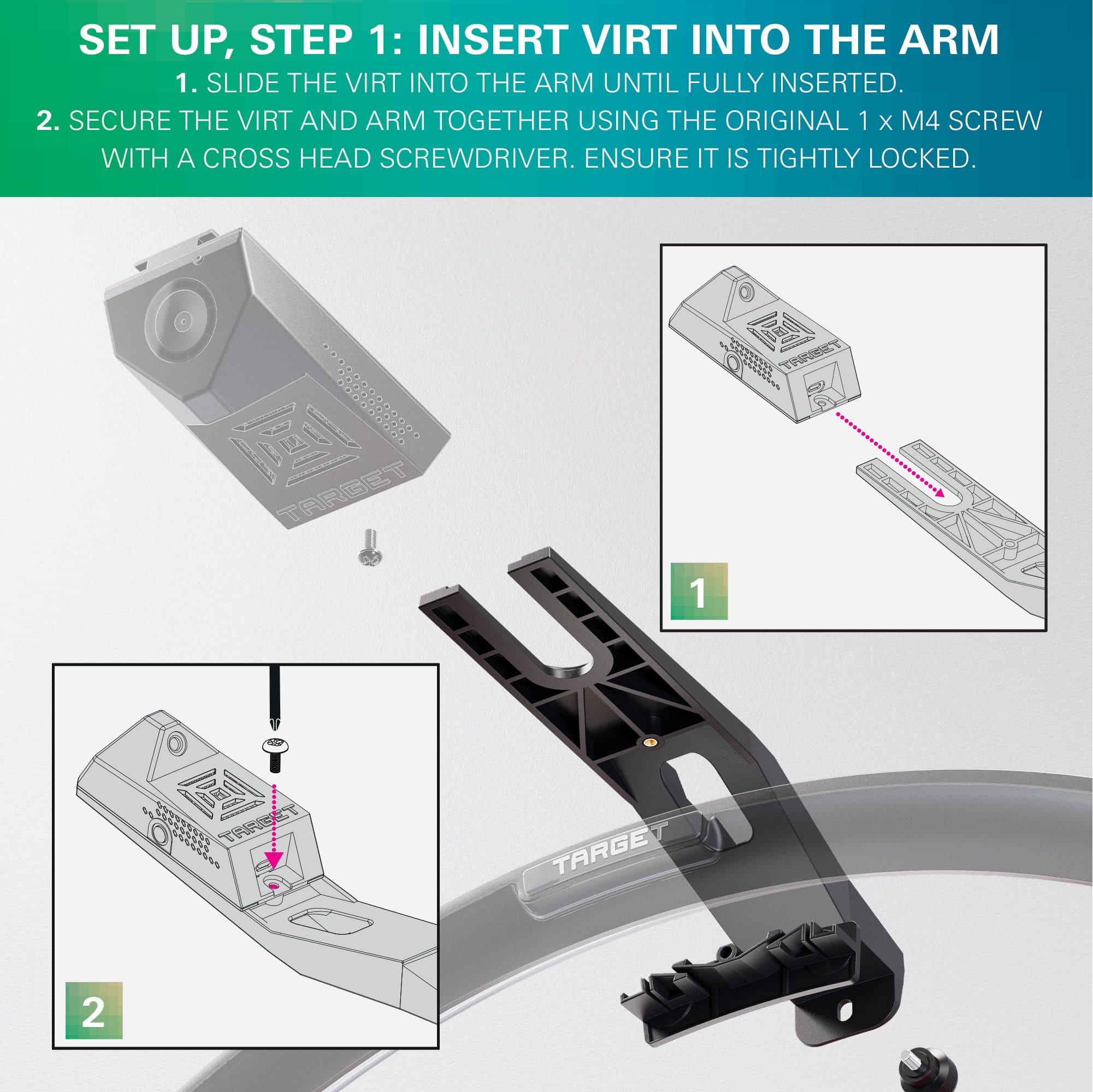 Bras de caméra Target OMNI VIRT Abgebildet ist der Target OMNI VIRT Kamera Arm. Der Kameraarm dient zur Befestigung und Positionierung einer Kamera für den Dartsport.