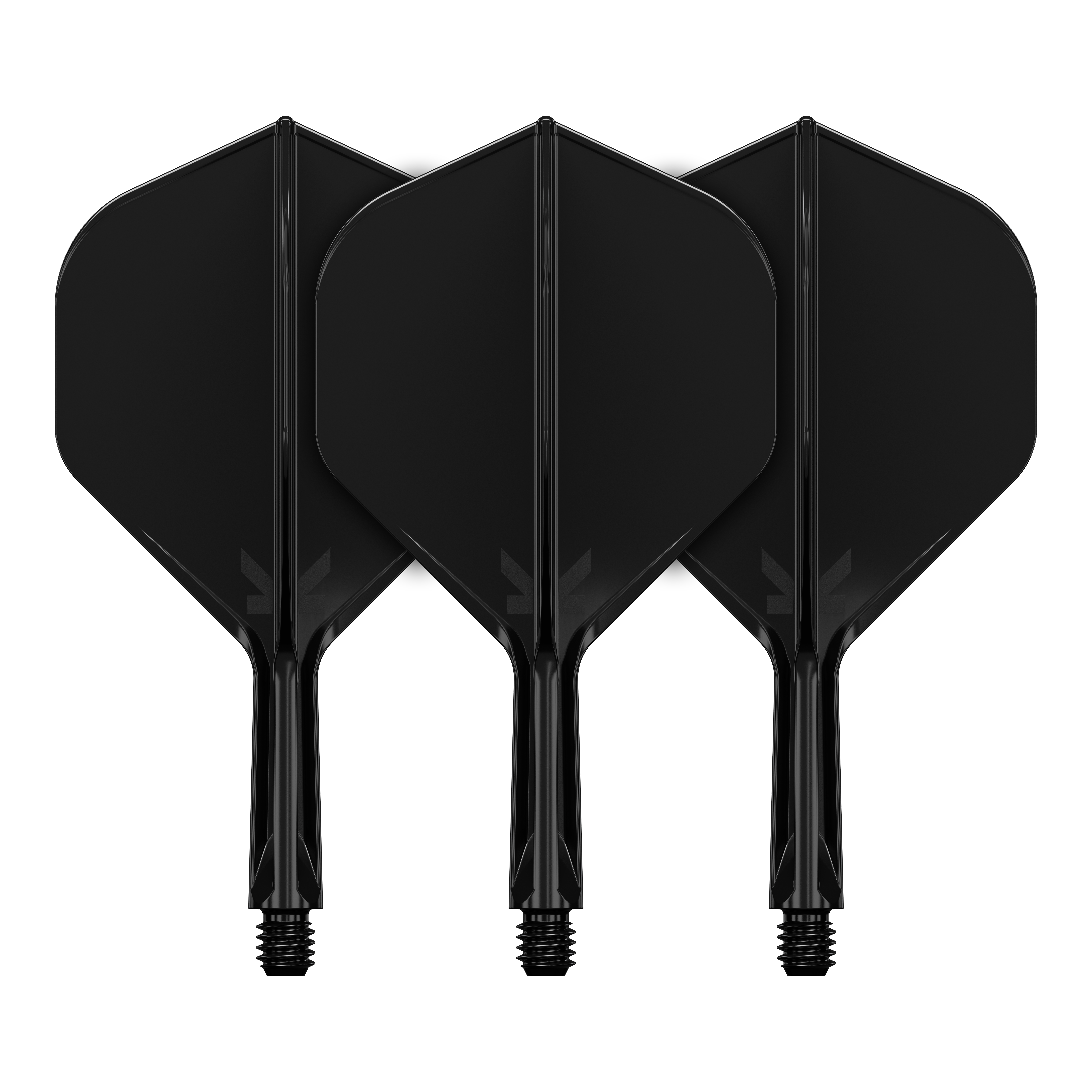 Système de vol standard Target K-Flex No2 - Noir Abgebildet ist ein Produkt mit dem Namen 410019_Target_K-Flex_No2_Standard_Flights_Schwarz_19mm_2. Es handelt sich wahrscheinlich um schwarze Standard-Flights für Darts.