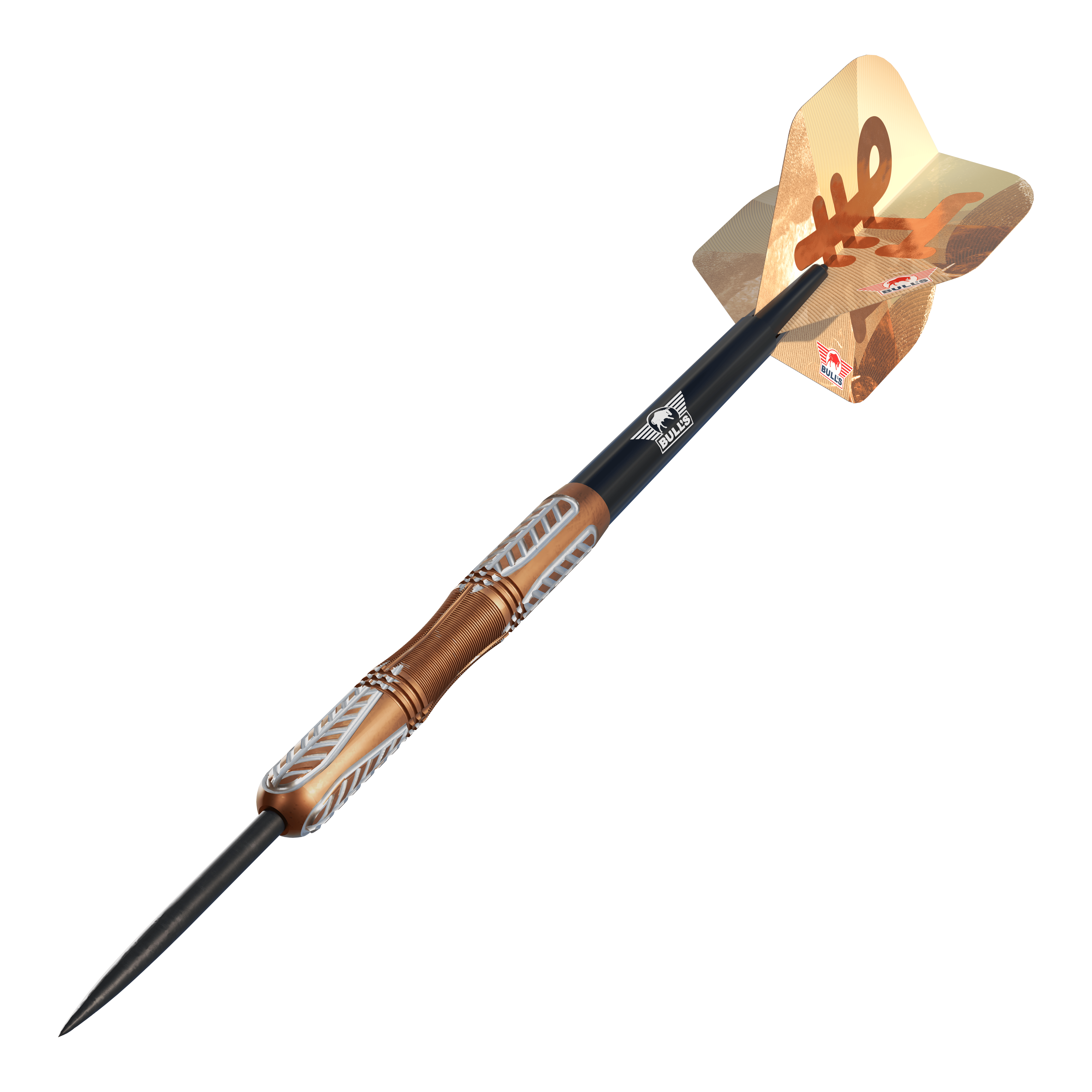 Fléchettes Bulls NL Bronzo True Steel - 23 g Bulls NL Bronzo True Steeldarts mit 23 Gramm Gewicht sind abgebildet. Das Bild zeigt Steeldarts mit typischem bronzefarbenem Design.